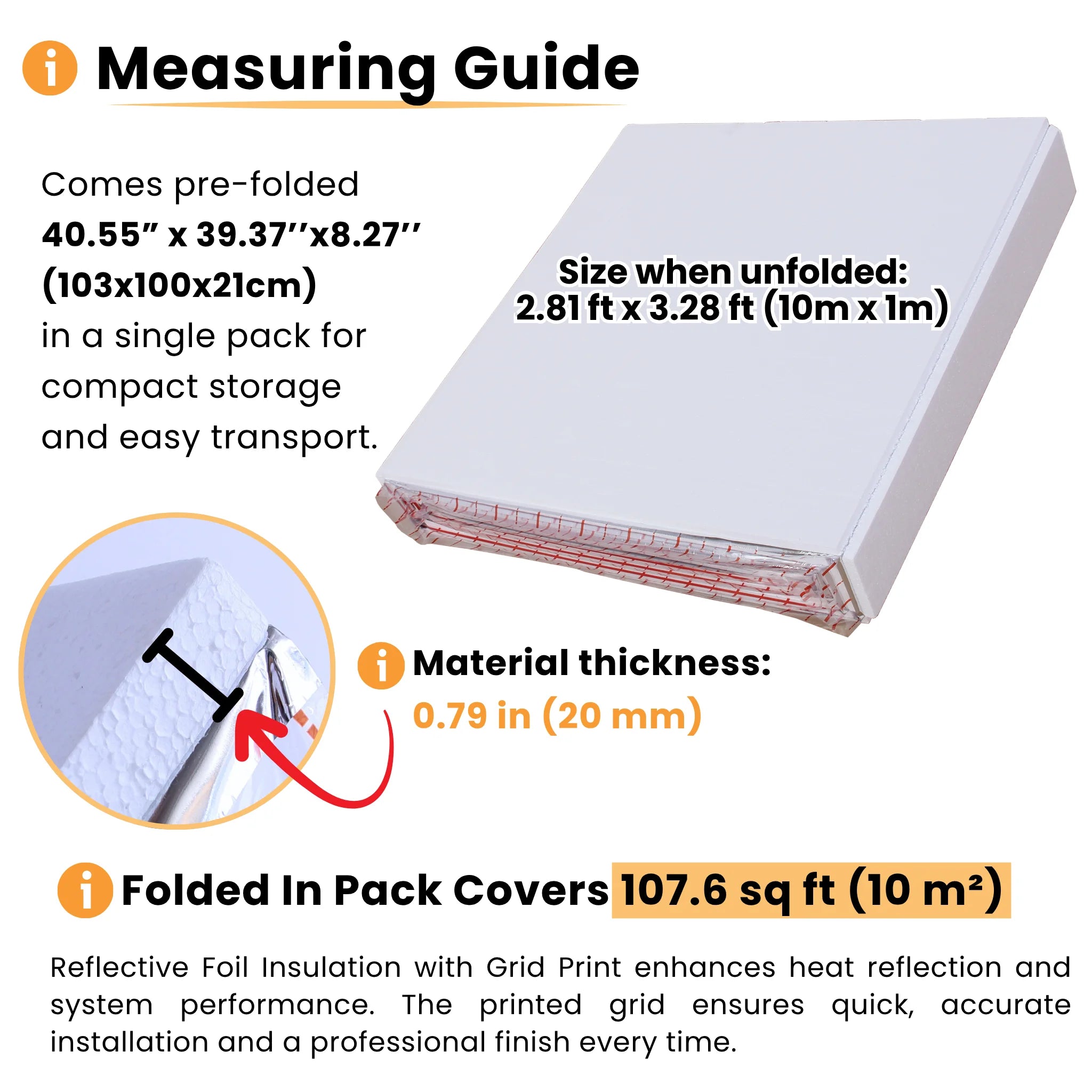 floor insulation board measuring guide compact storage and easy transport