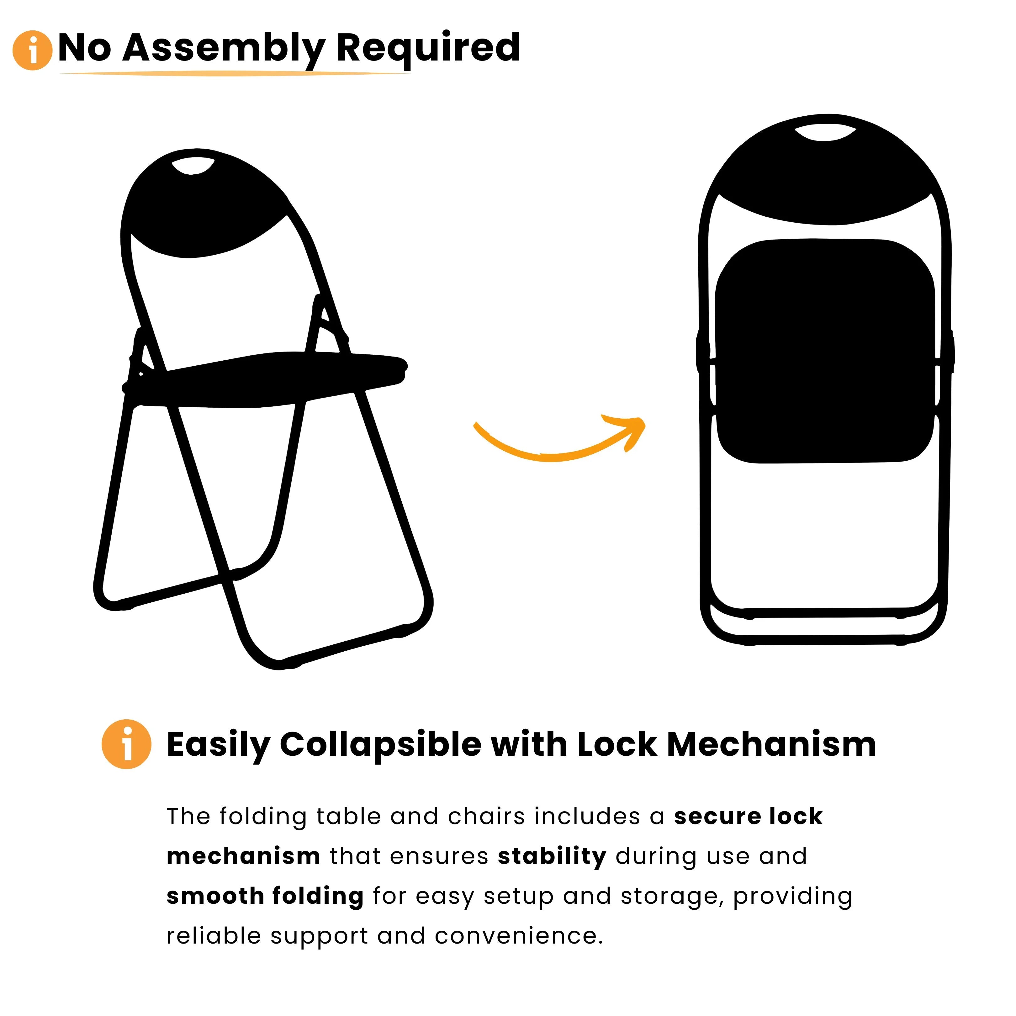 black folding chair easily collapsible with lock