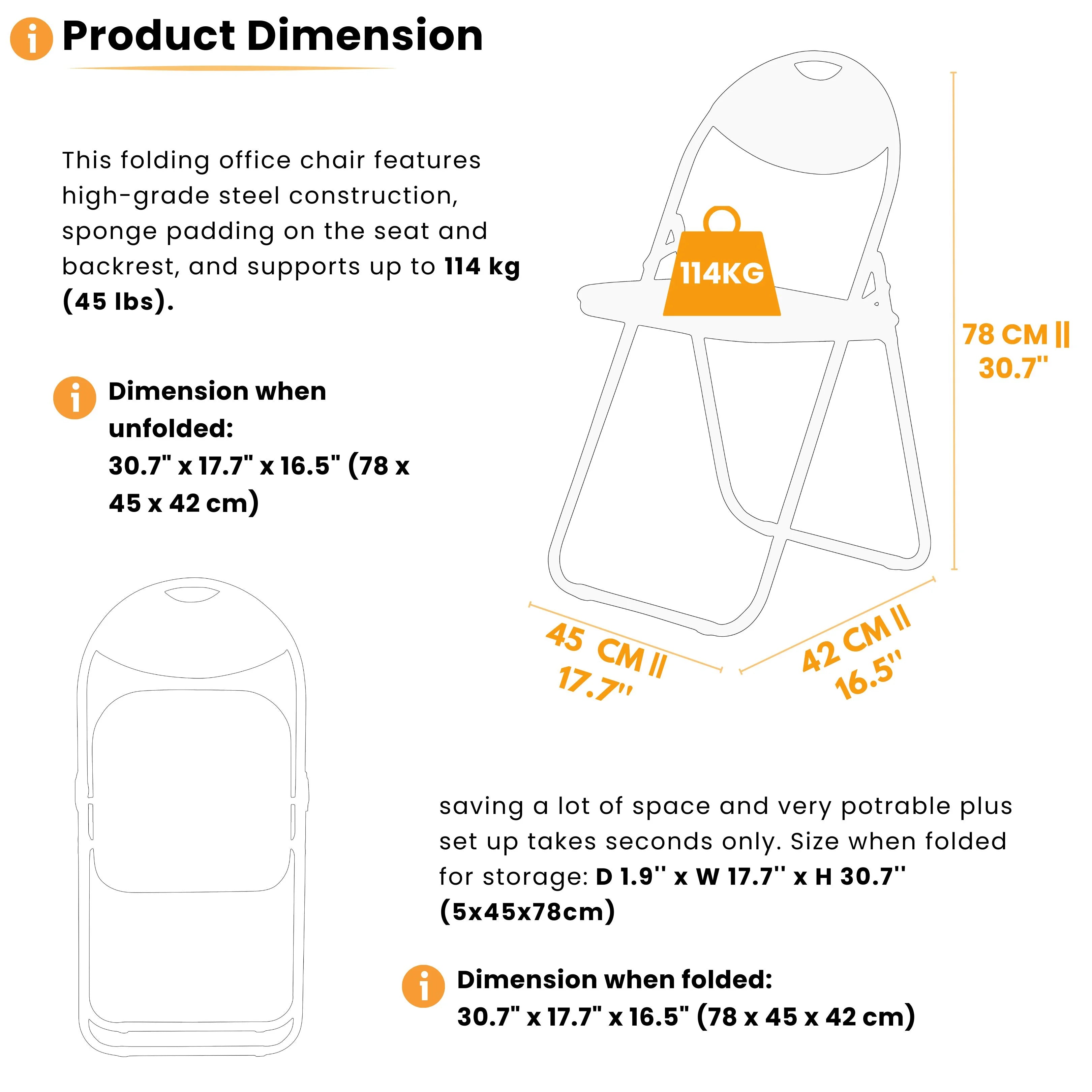 white folding chair dimensions and weight limits