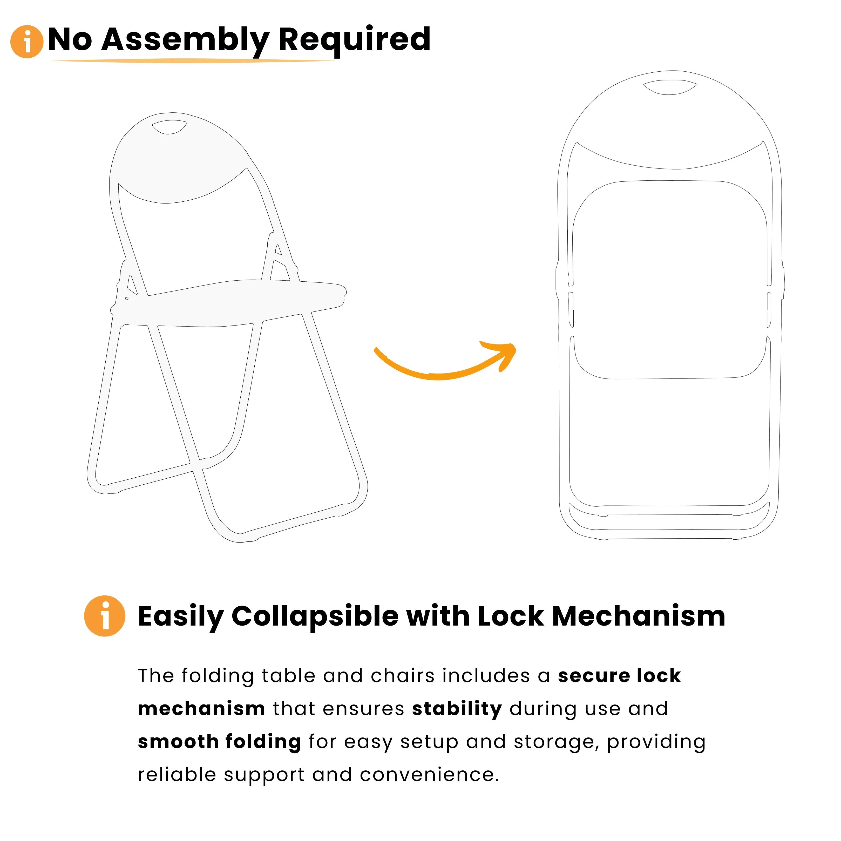 white folding chair easily collapsible with lock