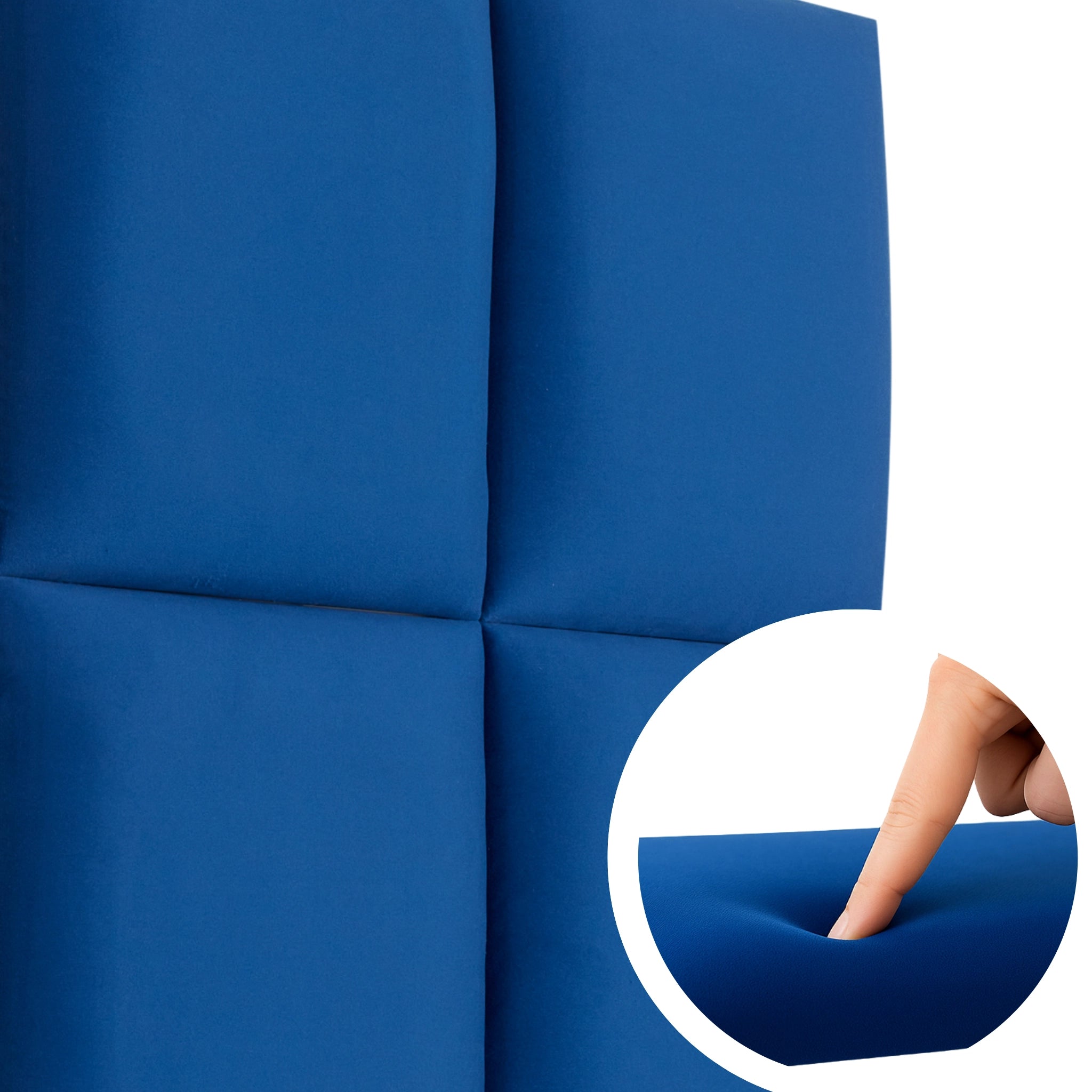 Blue Velvet Upholstered Wall Panels with Adhesive - 30x30cm