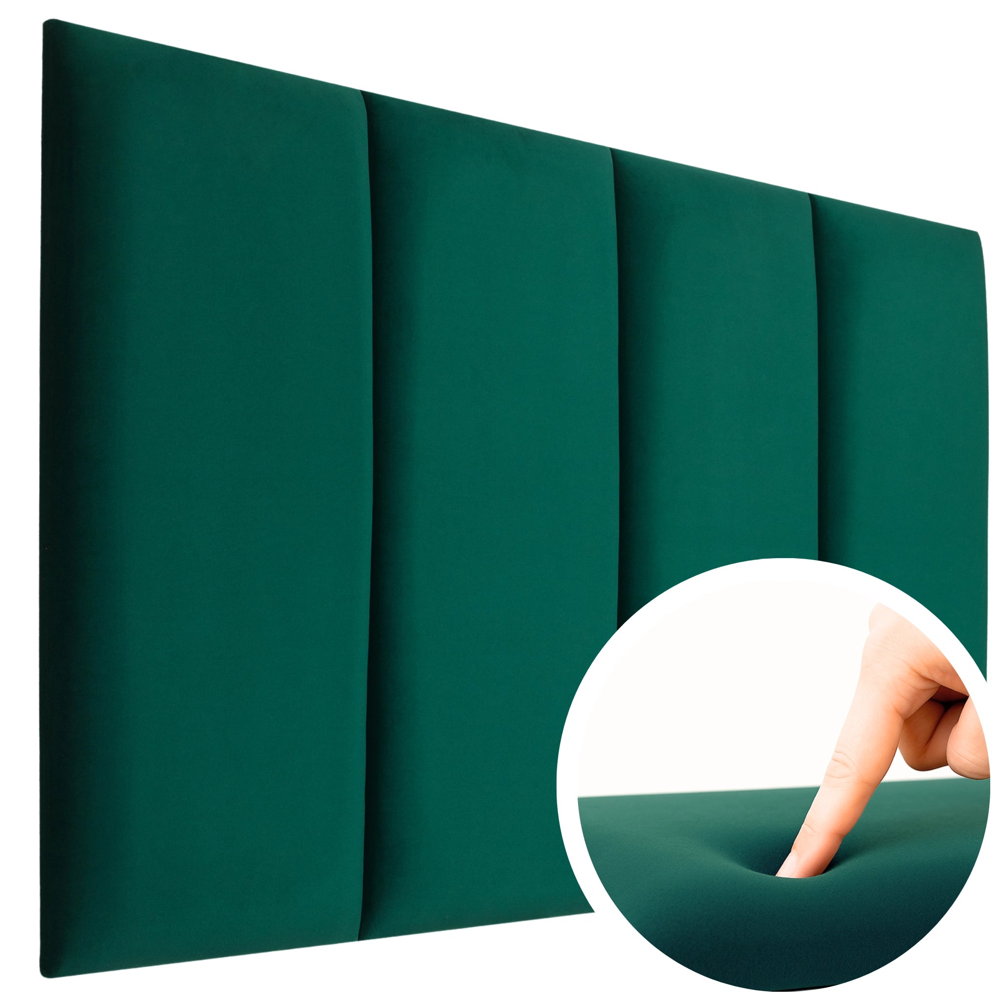 Green Velvet Upholstered Wall Panels with Adhesive - 60x30cm