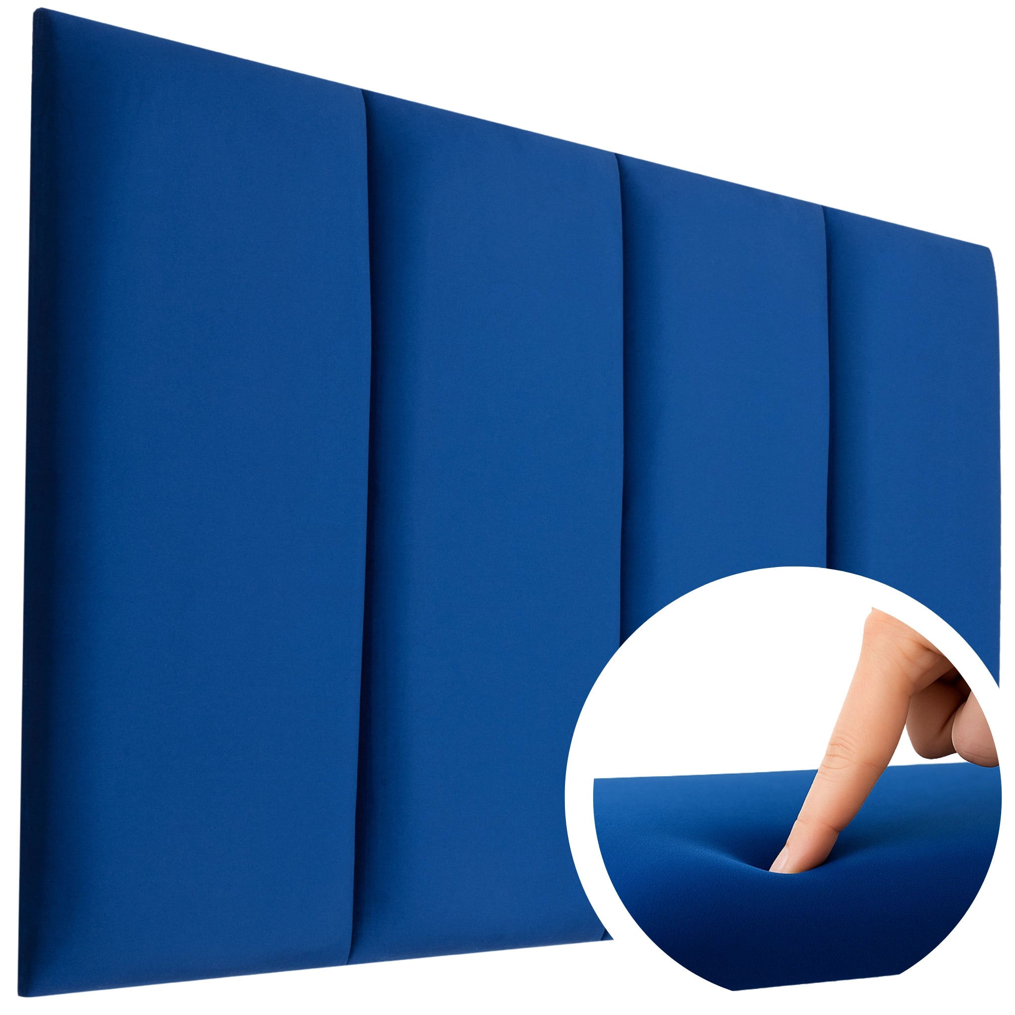 Navy Blue Velvet Upholstered Wall Panels with Adhesive - 60x30cm