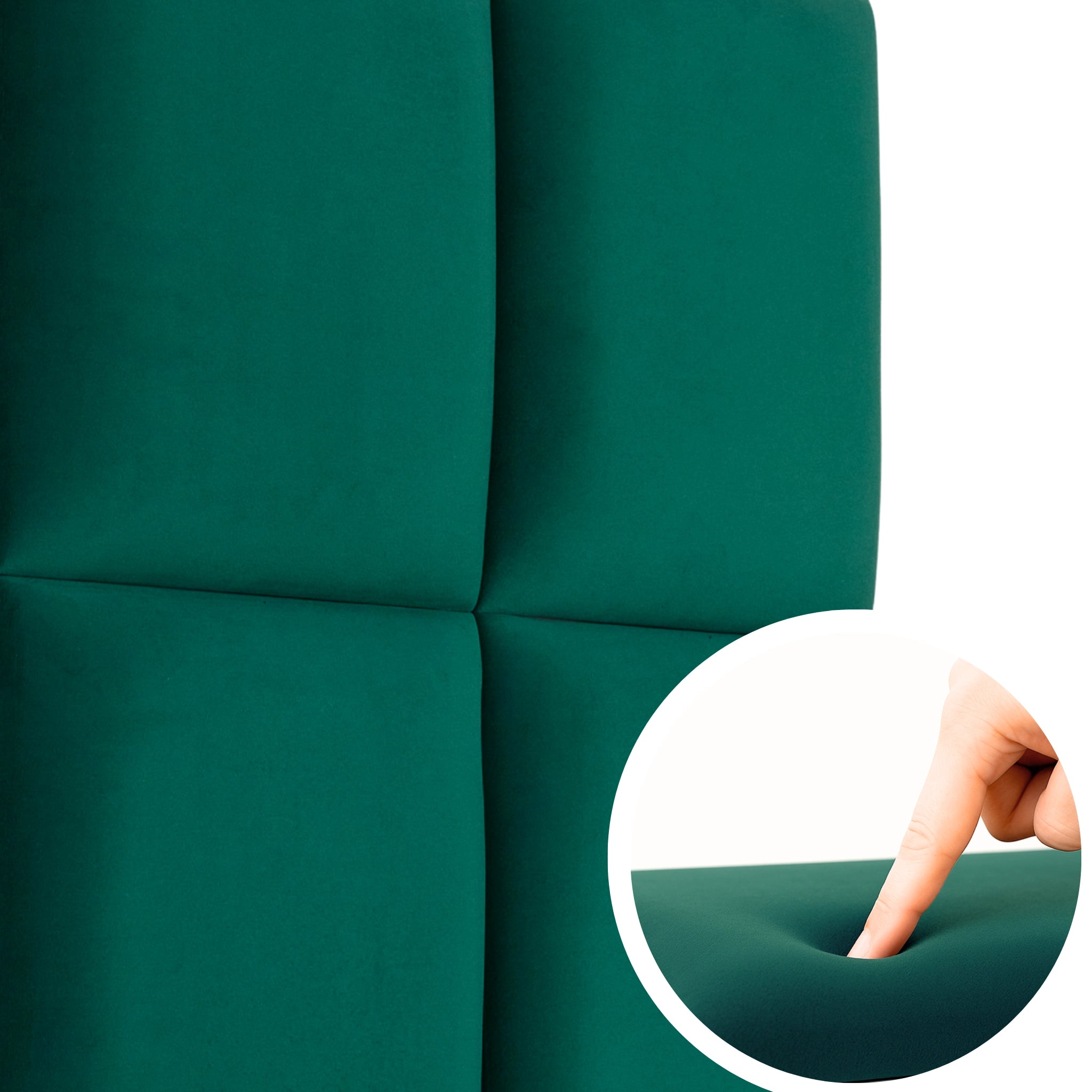 Green Velvet Upholstered Wall Panels with Adhesive - 30x30cm