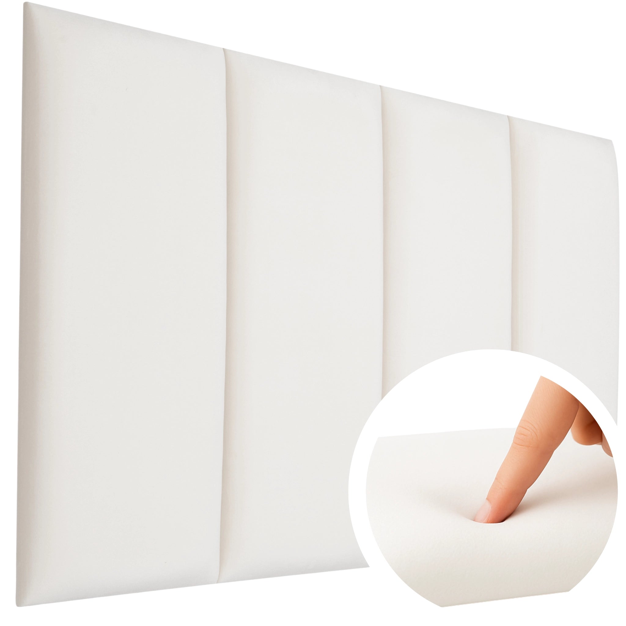 Cream Velvet Upholstered Wall Panels with Adhesive - 60x30cm