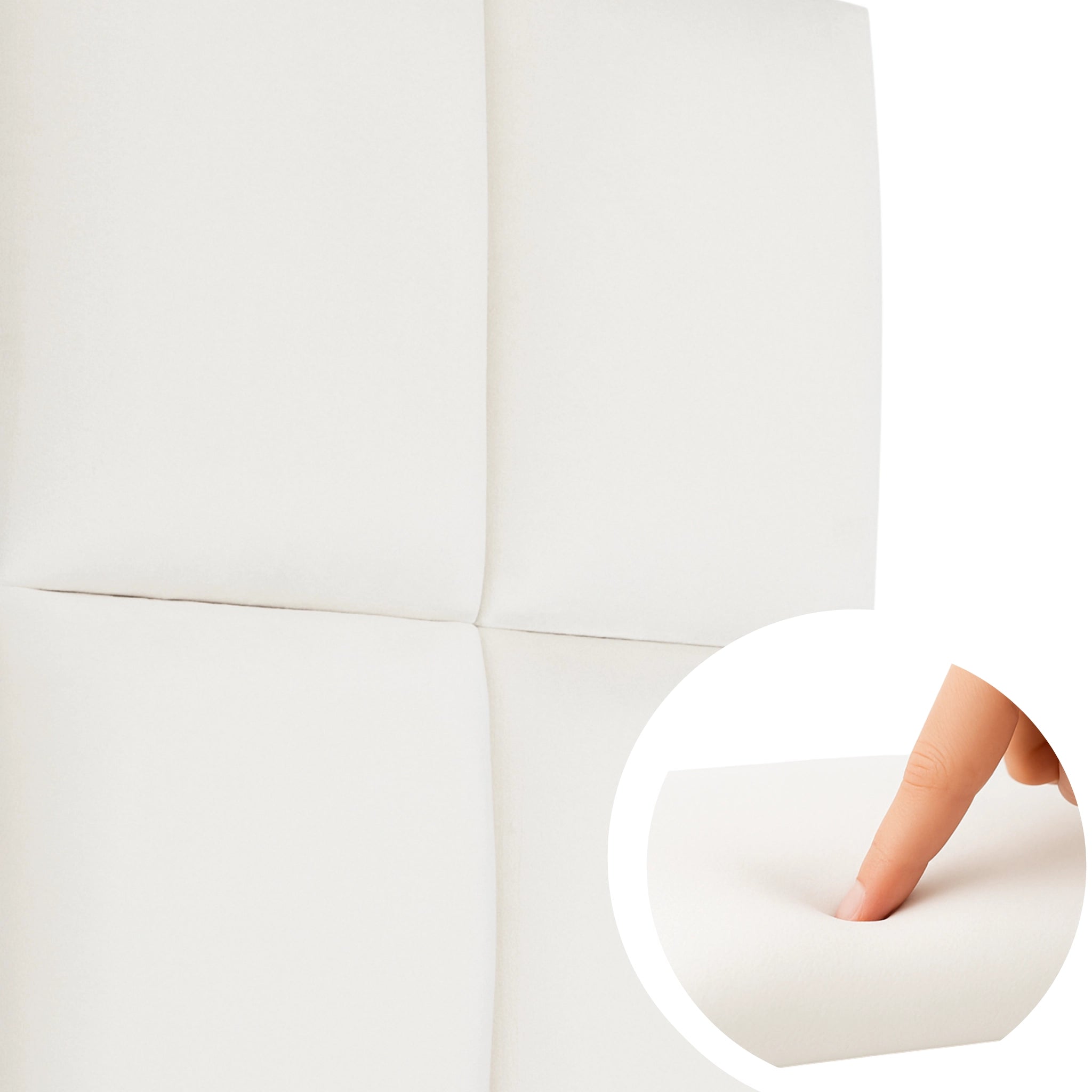 Cream Velvet Upholstered Wall Panels with Adhesive - 30x30cm