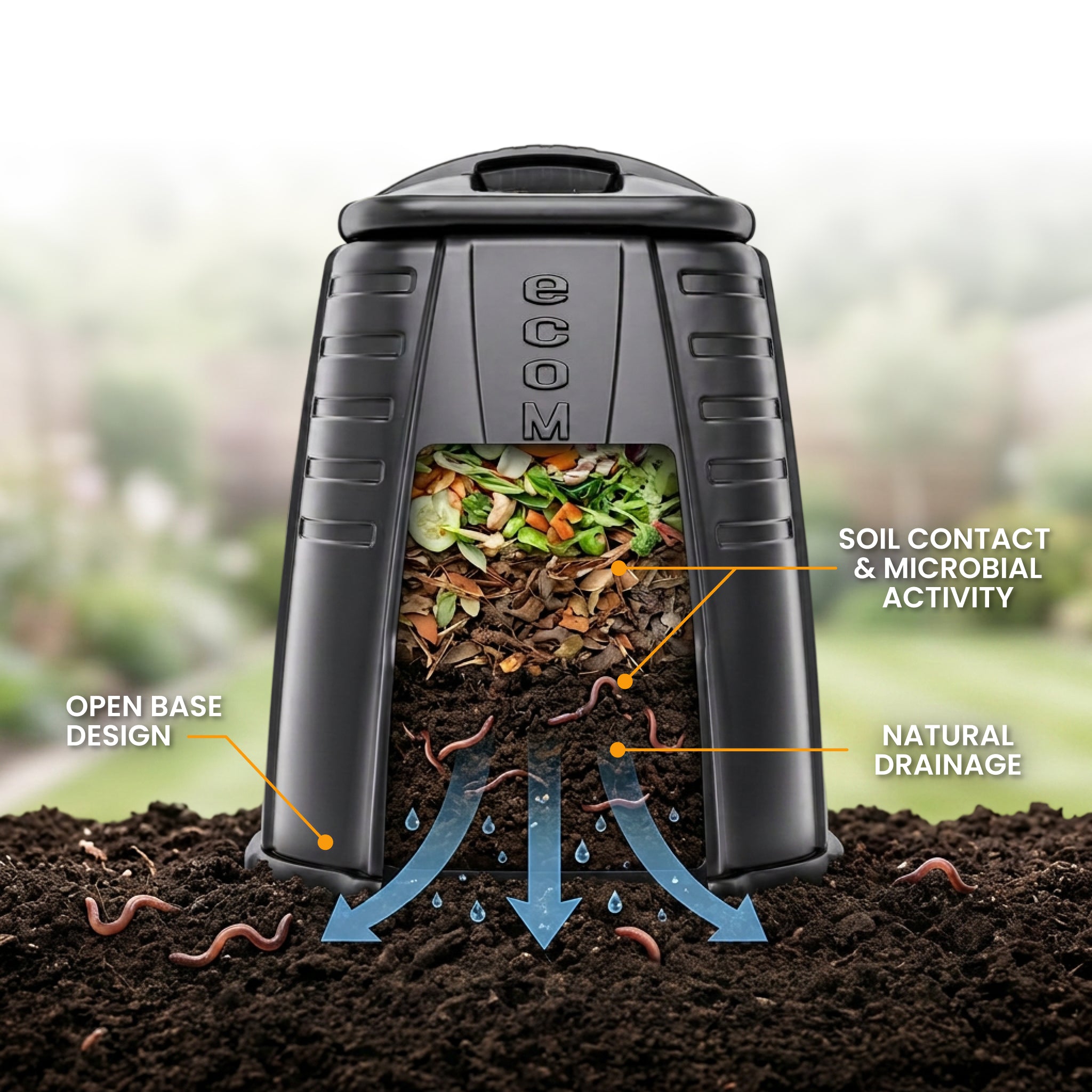 Large garden compost bin open base design