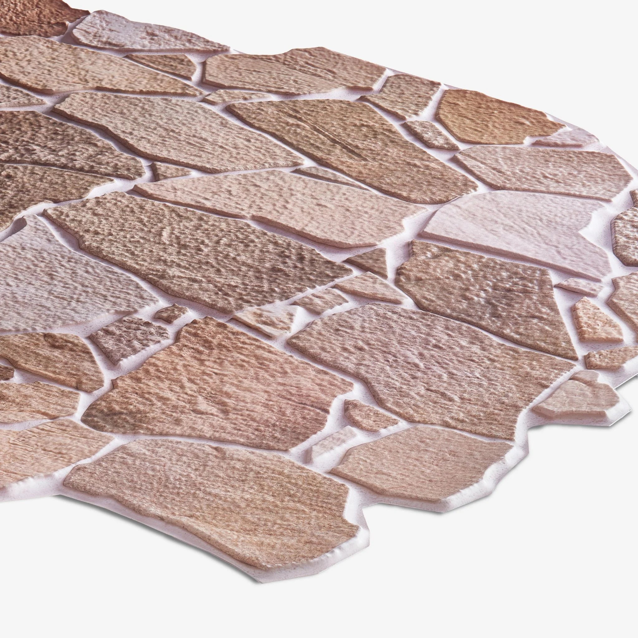 angled view of brown wild stone pattern 3d wall panel

