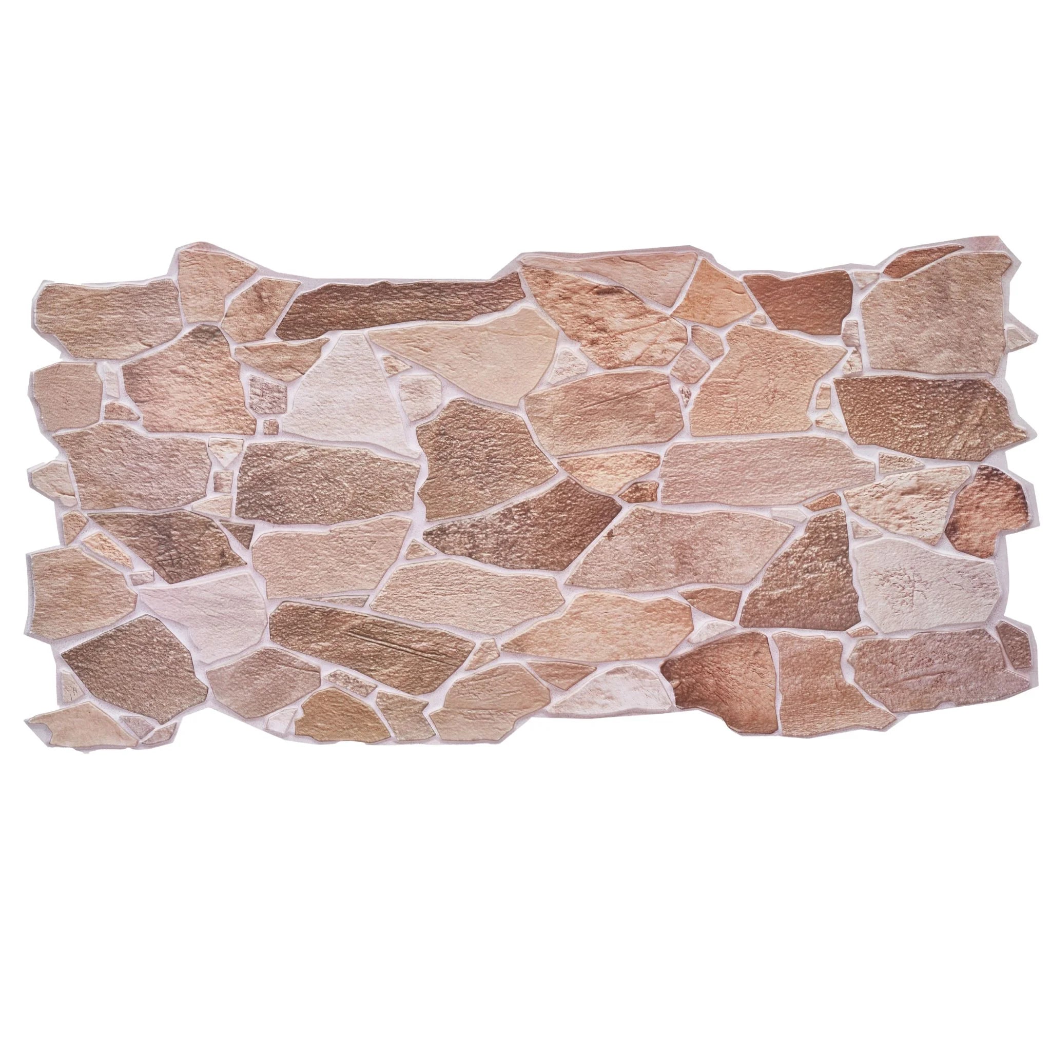 single 3d wall panel in brown wild stone pattern
