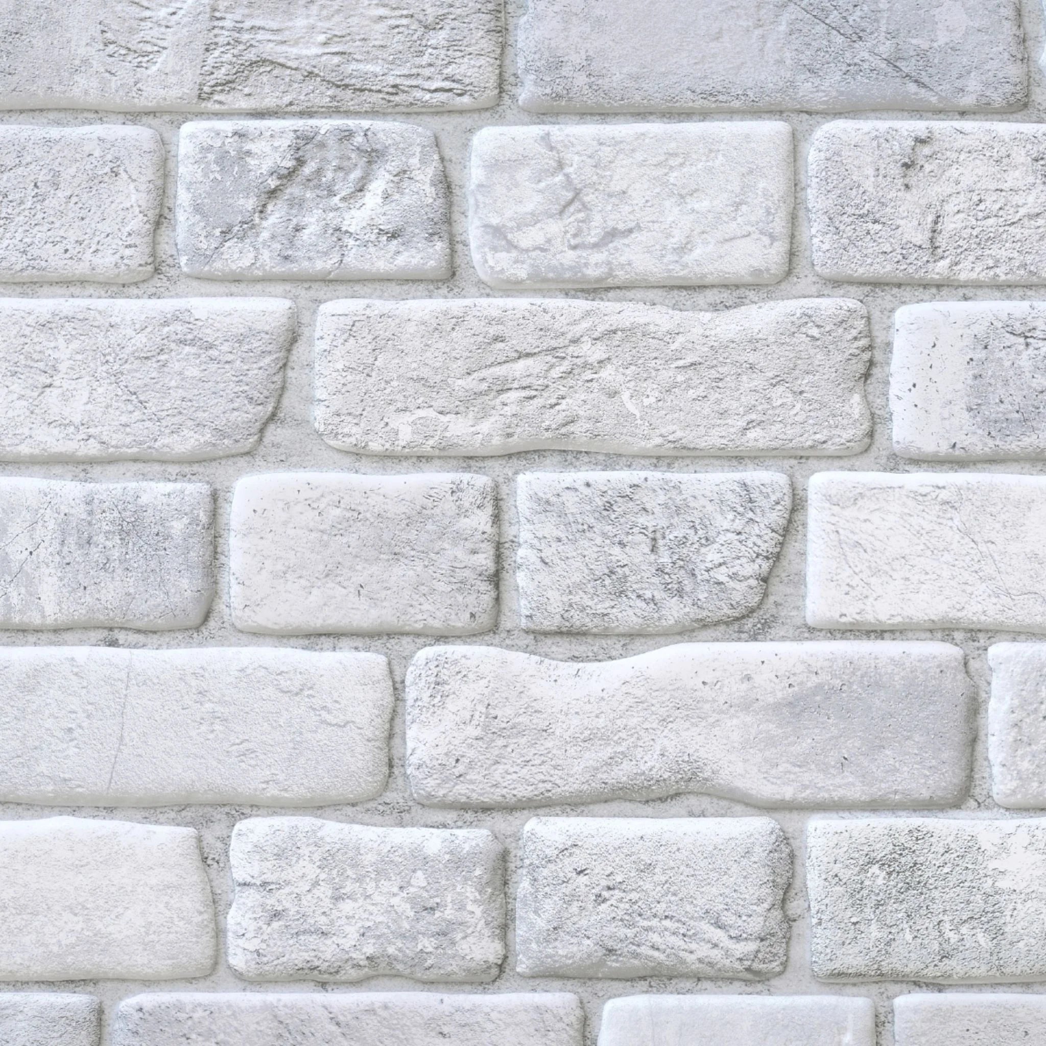 close-up of grey faux brick 3d wall panel texture