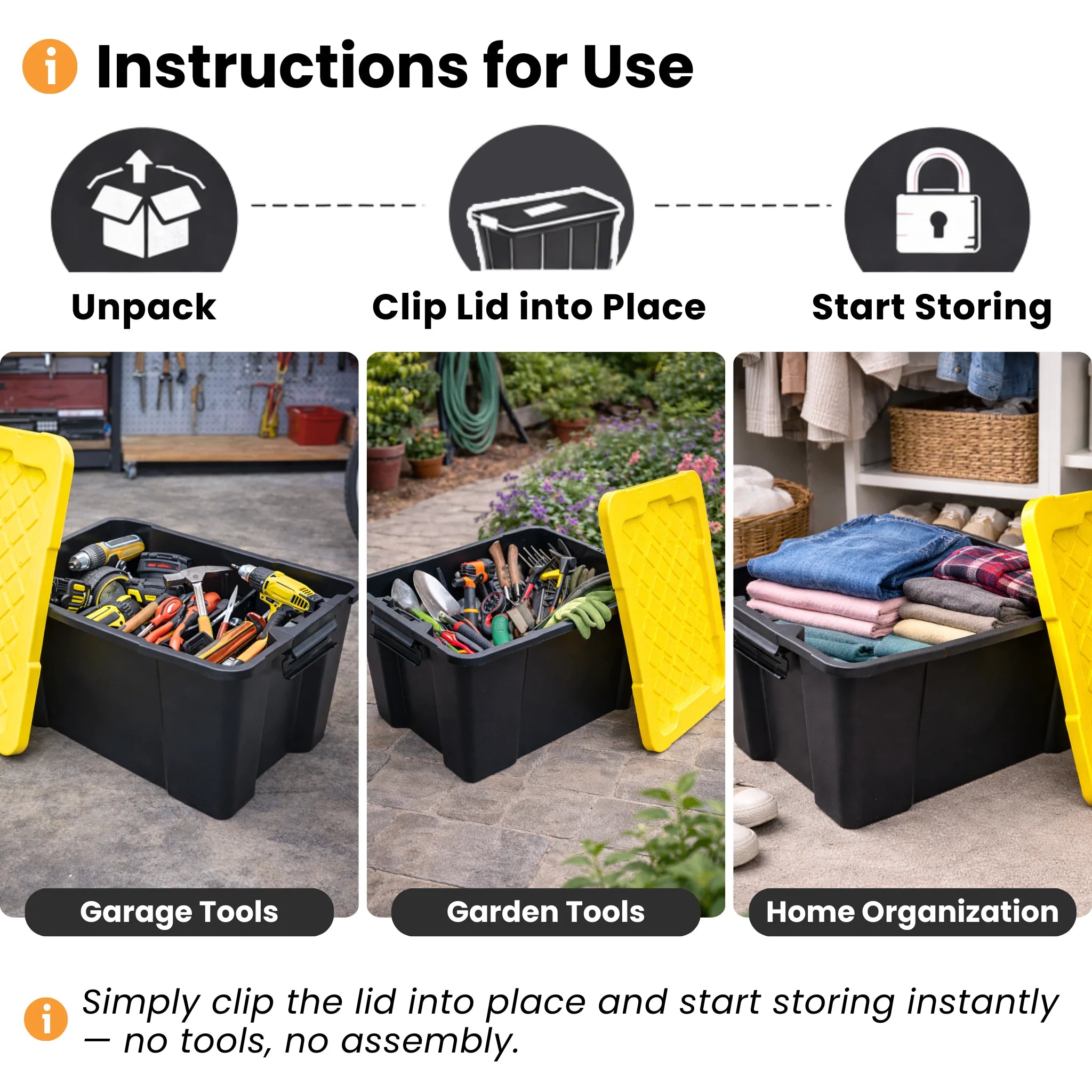 multi use stackable black storage box for indoor outdoor