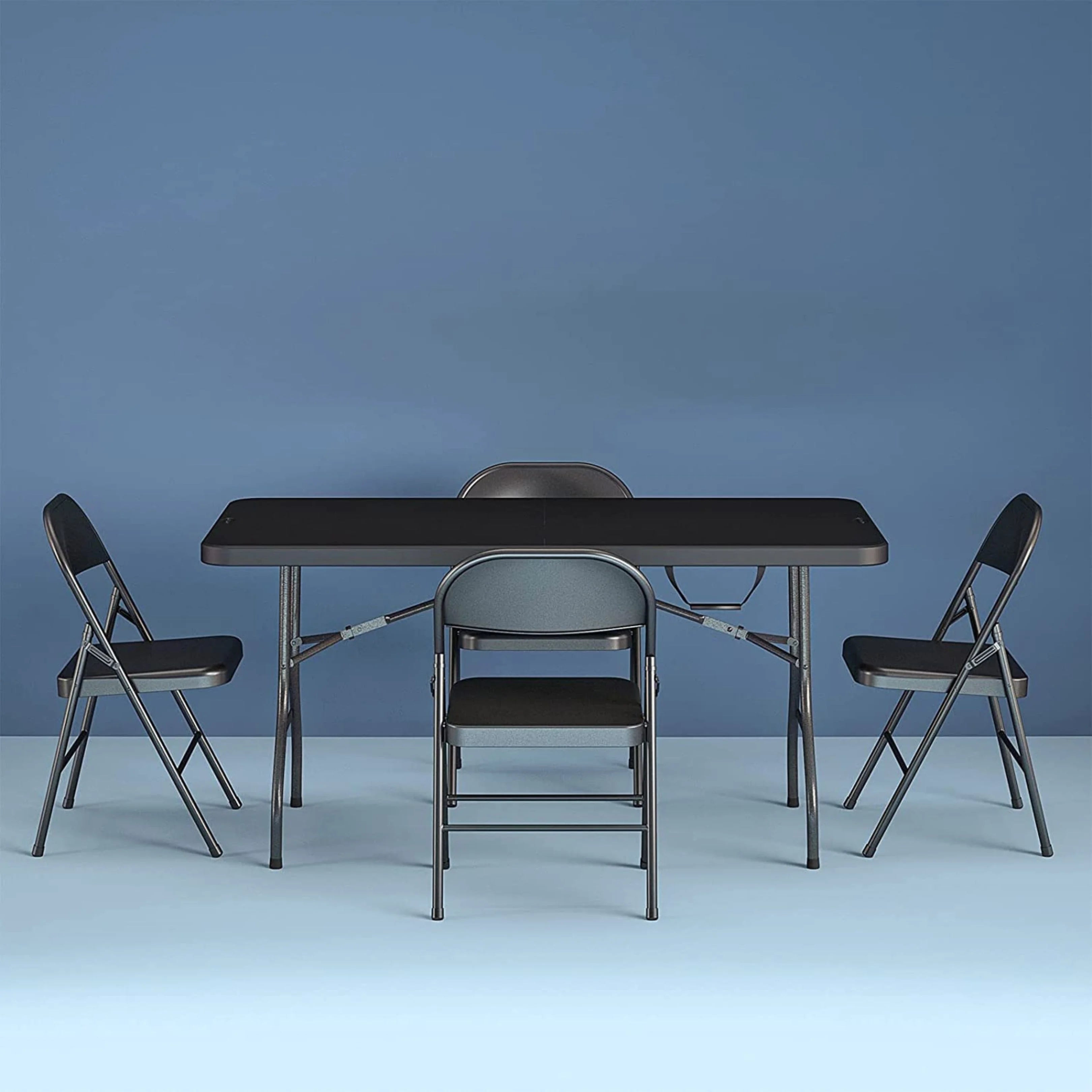 black 6ft folding table and chairs