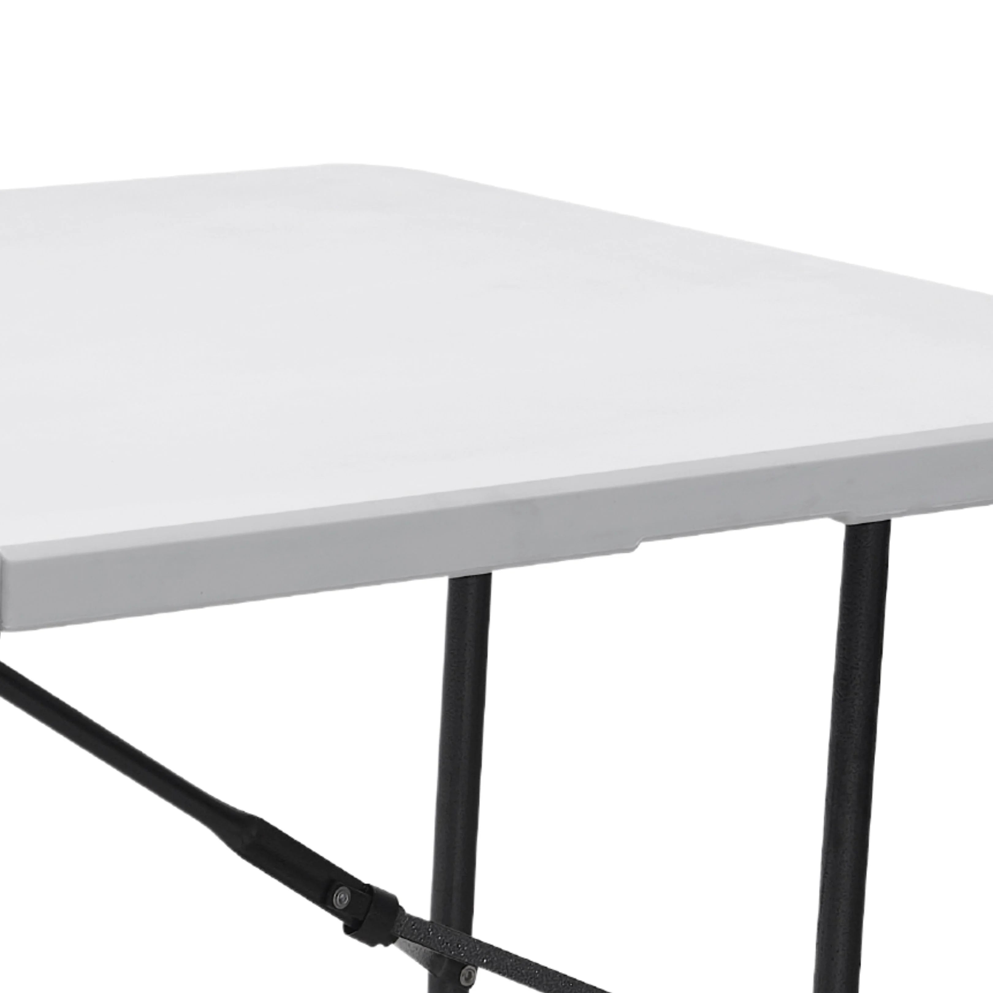 close up of white 6ft folding table 