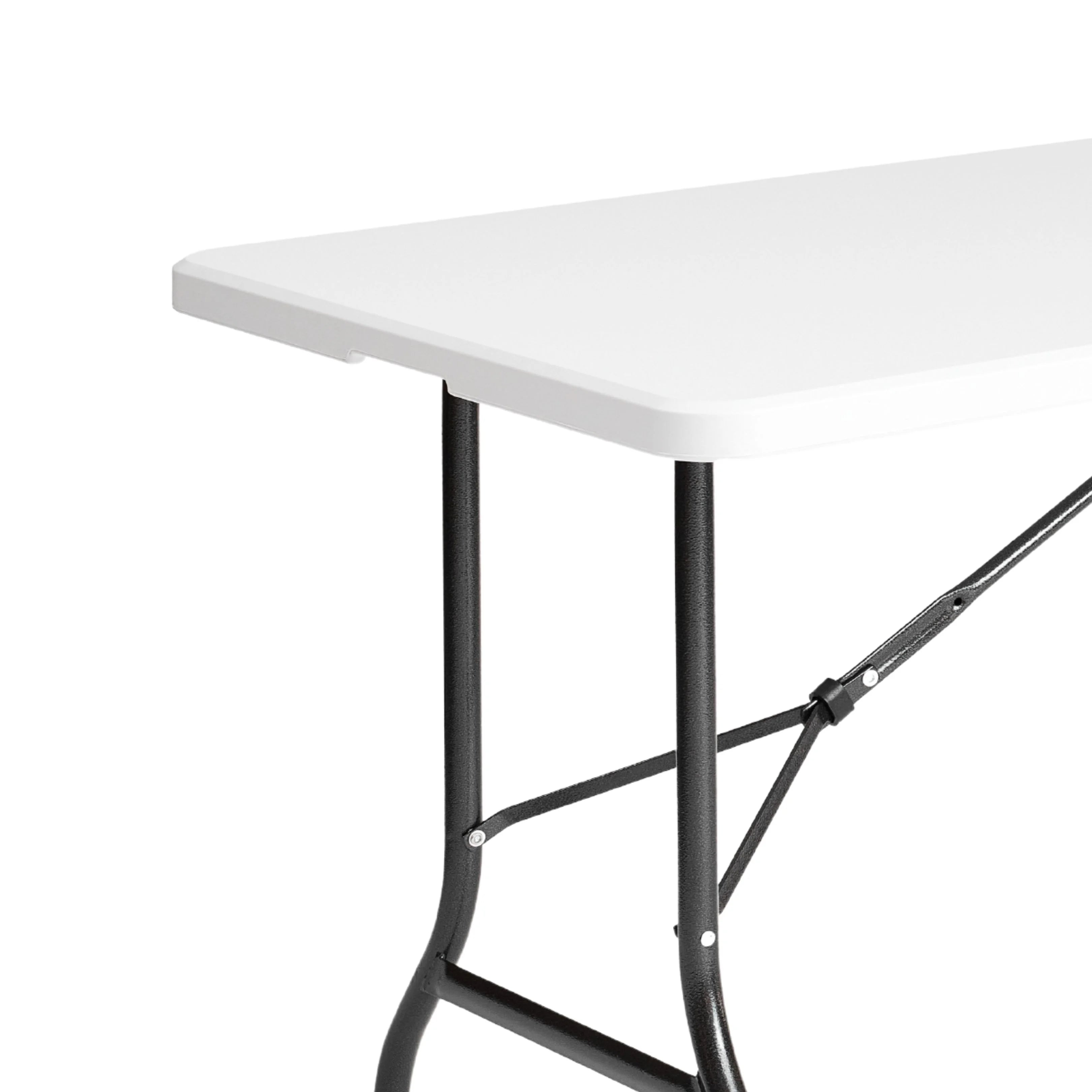 close up of white 6ft folding table surface