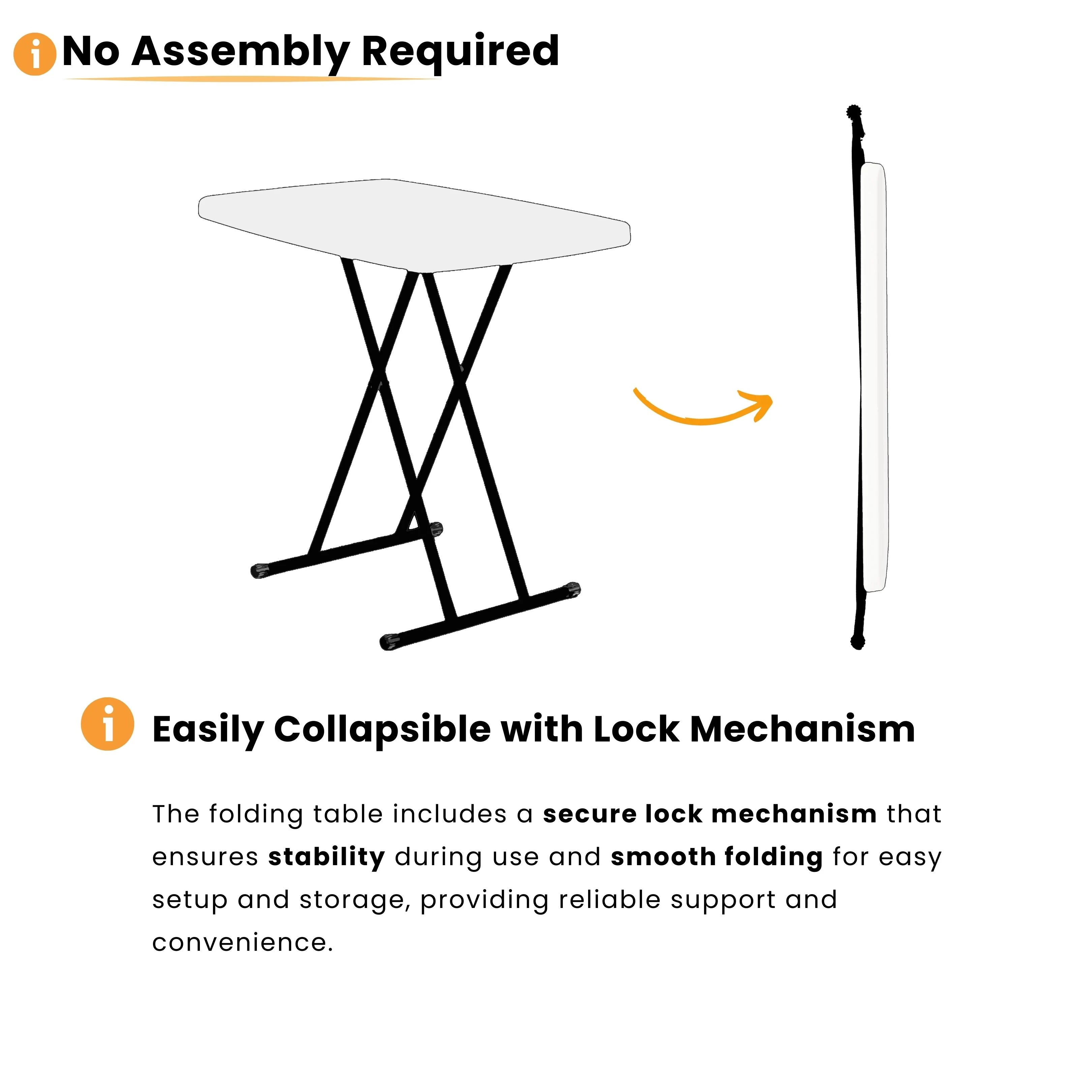 no assembly required white folding table