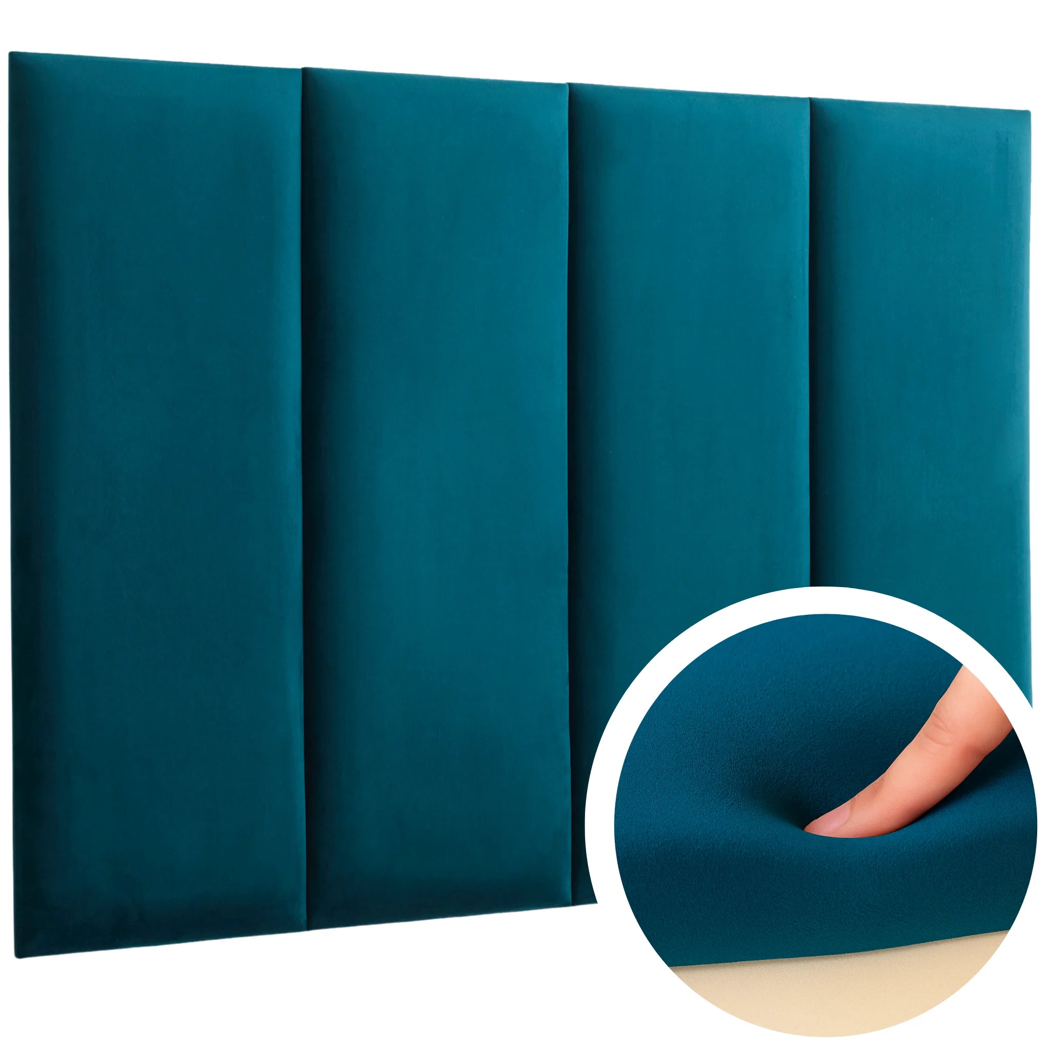 A person's finger pressing on soft padded wall panels