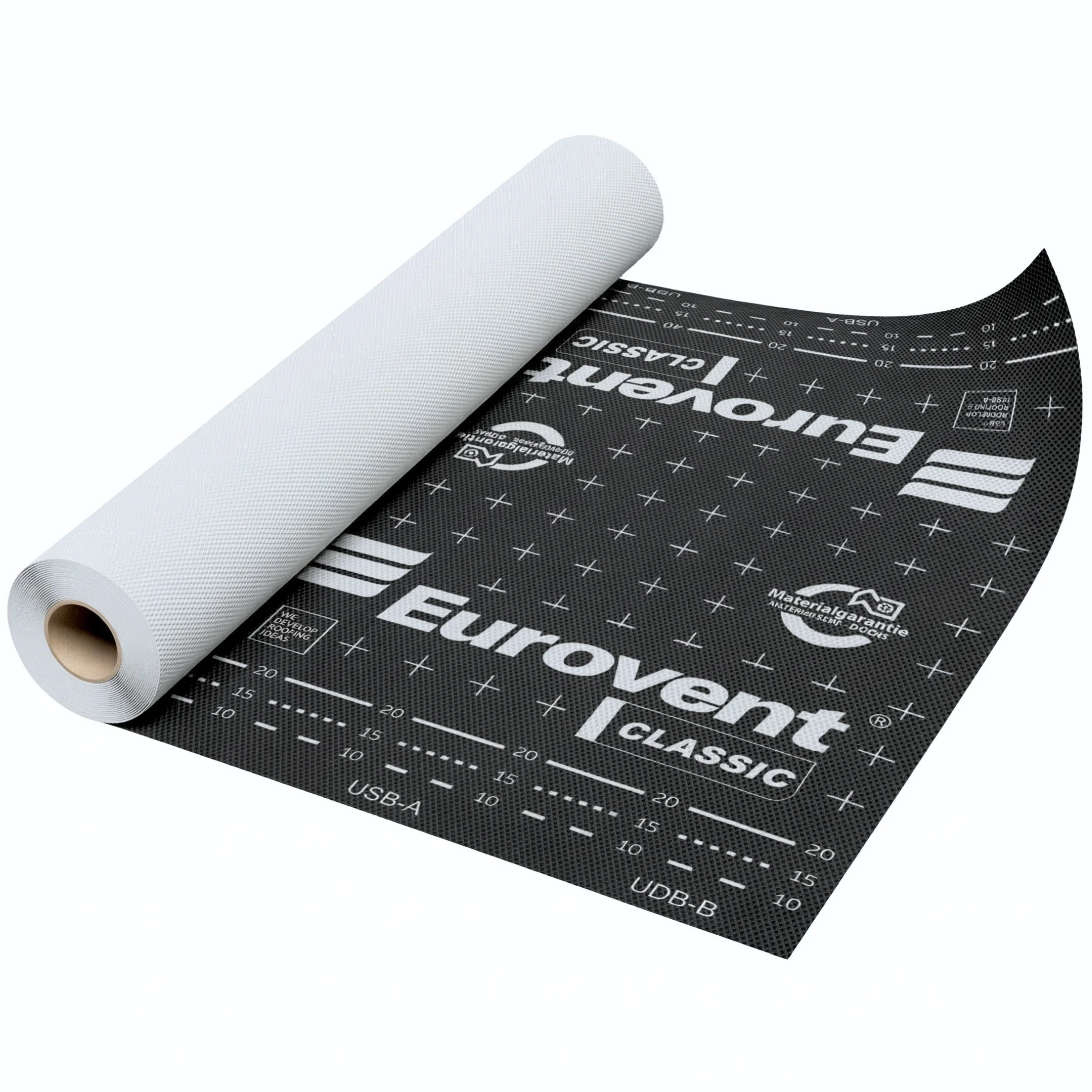 Vapour permeable roofing membrane roll unrolled