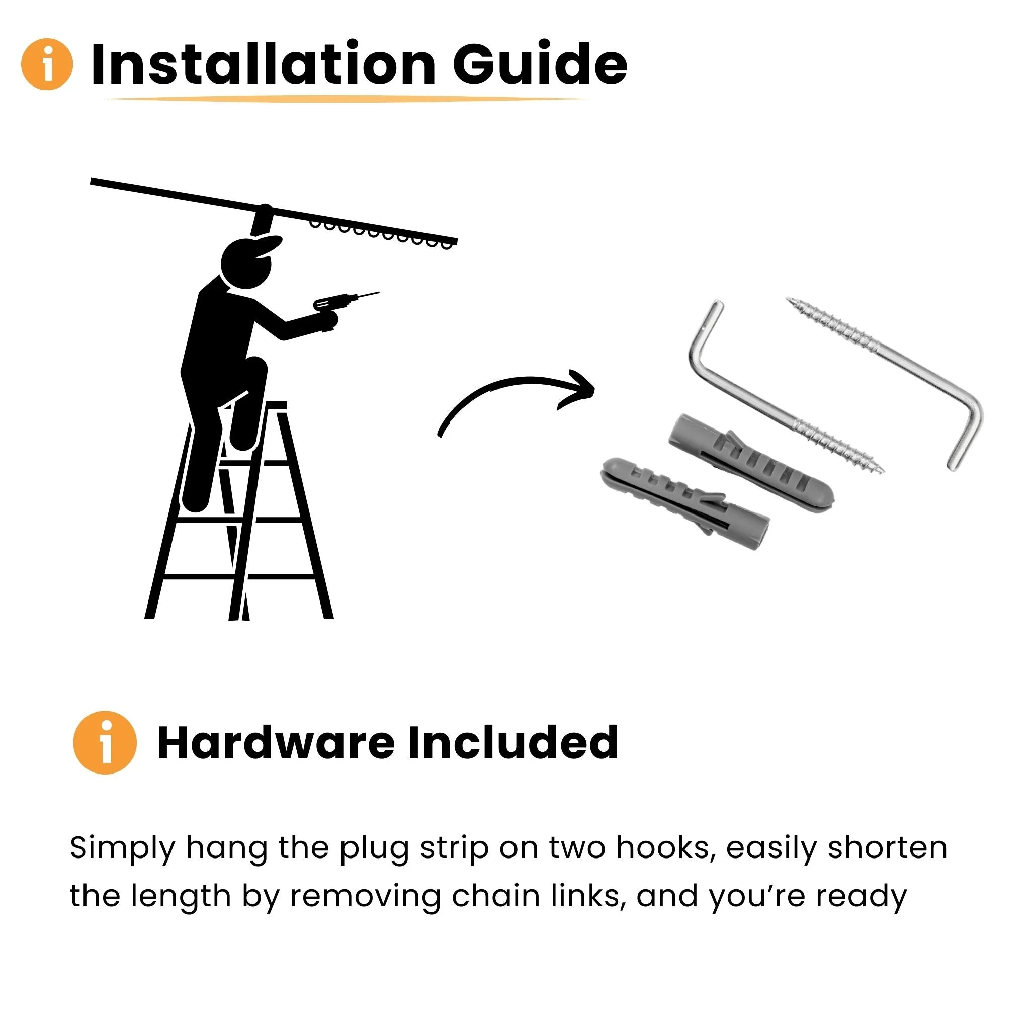 Installation guide chain curtain hooks included