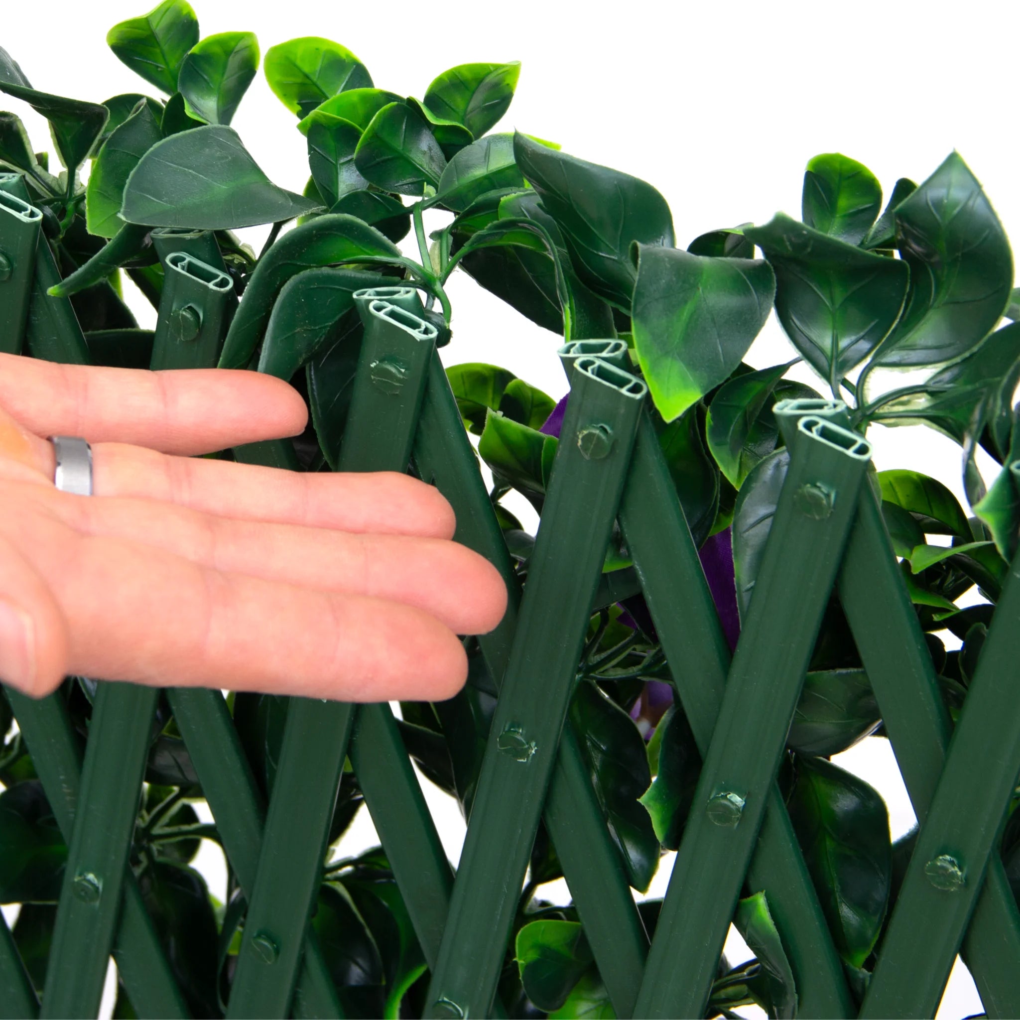  close look of expanded artificial fence screening