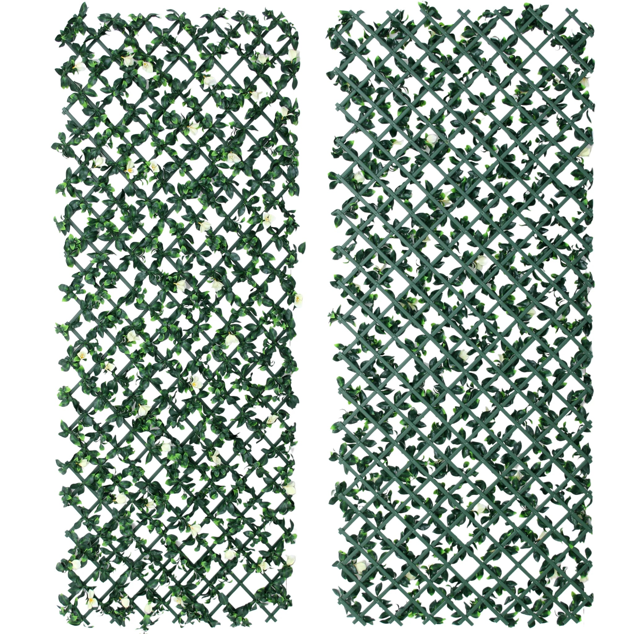 full size front and back expanding privacy screen with faux leaves