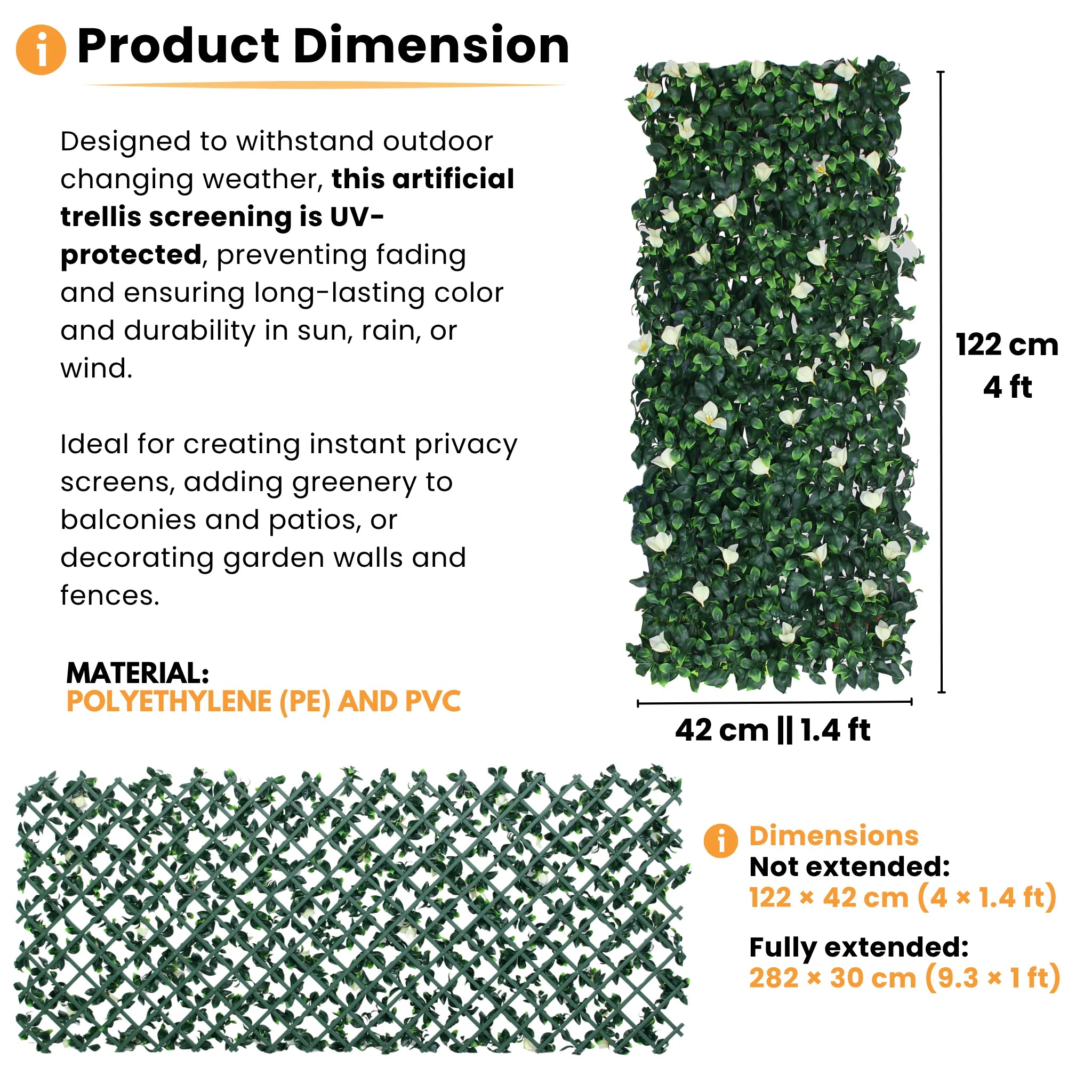 artificial hedge product dimensions and use description