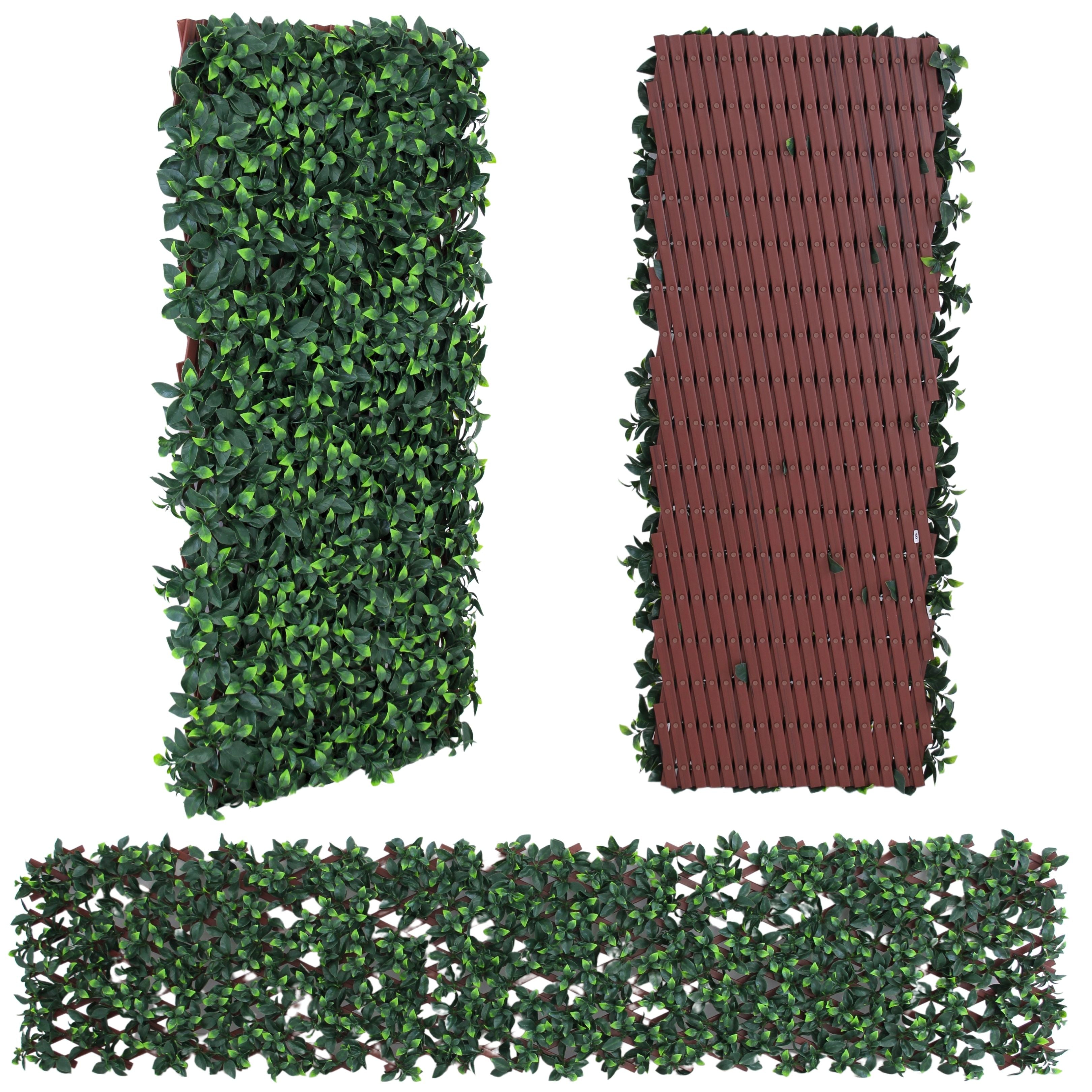 Expandable Trellis with Artificial Ficus Leaves – 35x71 in (90x180 cm) Garden Privacy Screen & Outdoor Decor