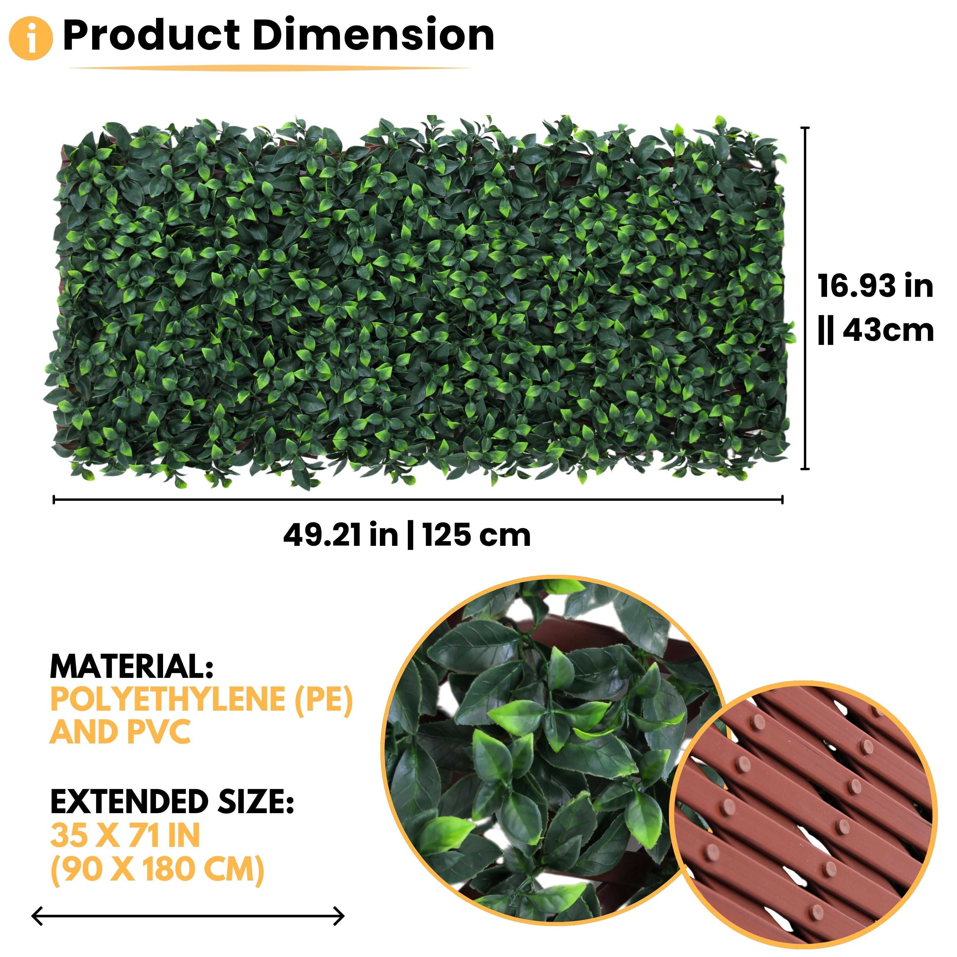 Expandable Trellis with Artificial Ficus Leaves – 35x71 in (90x180 cm) Garden Privacy Screen & Outdoor Decor