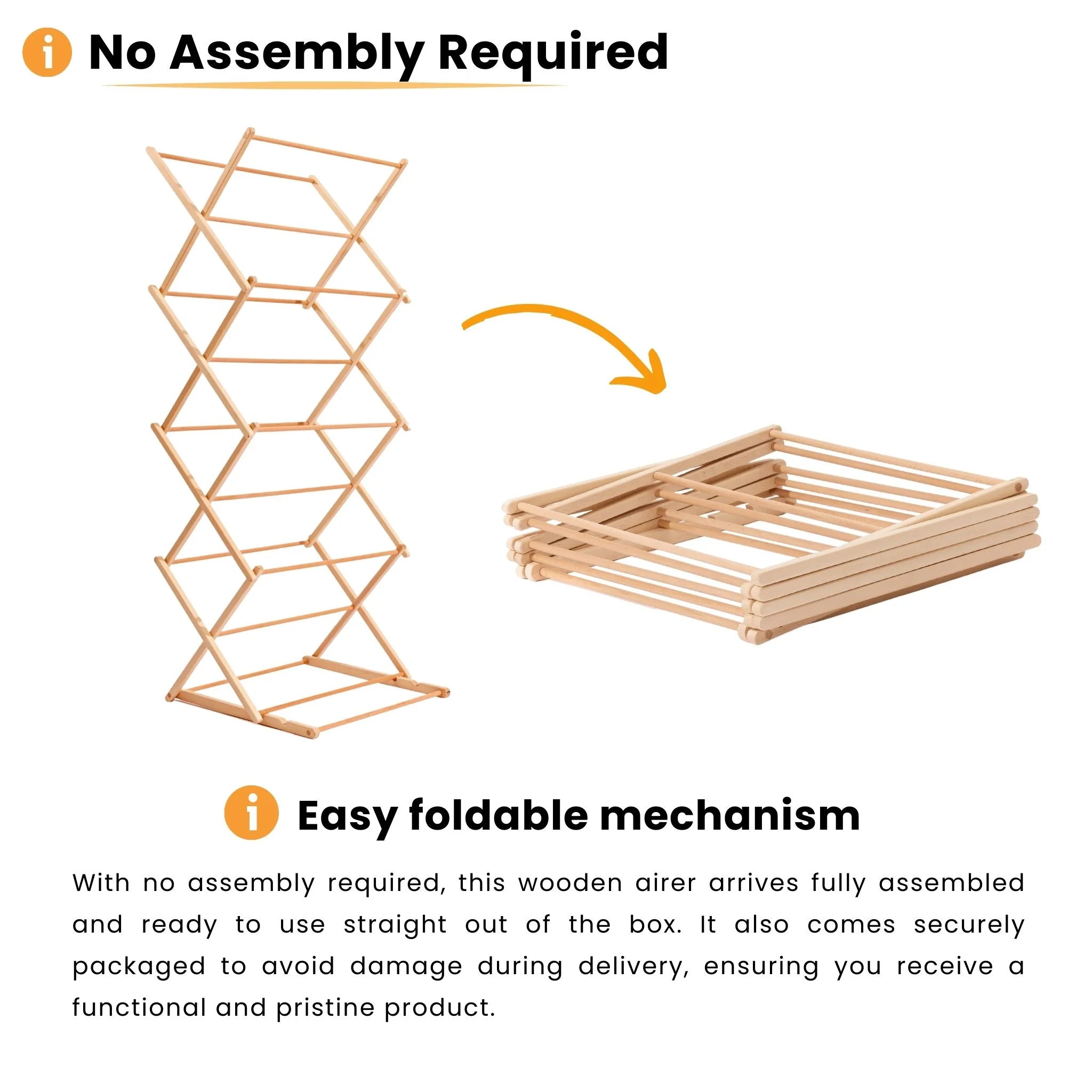 No assembly required for extendable clothes horse