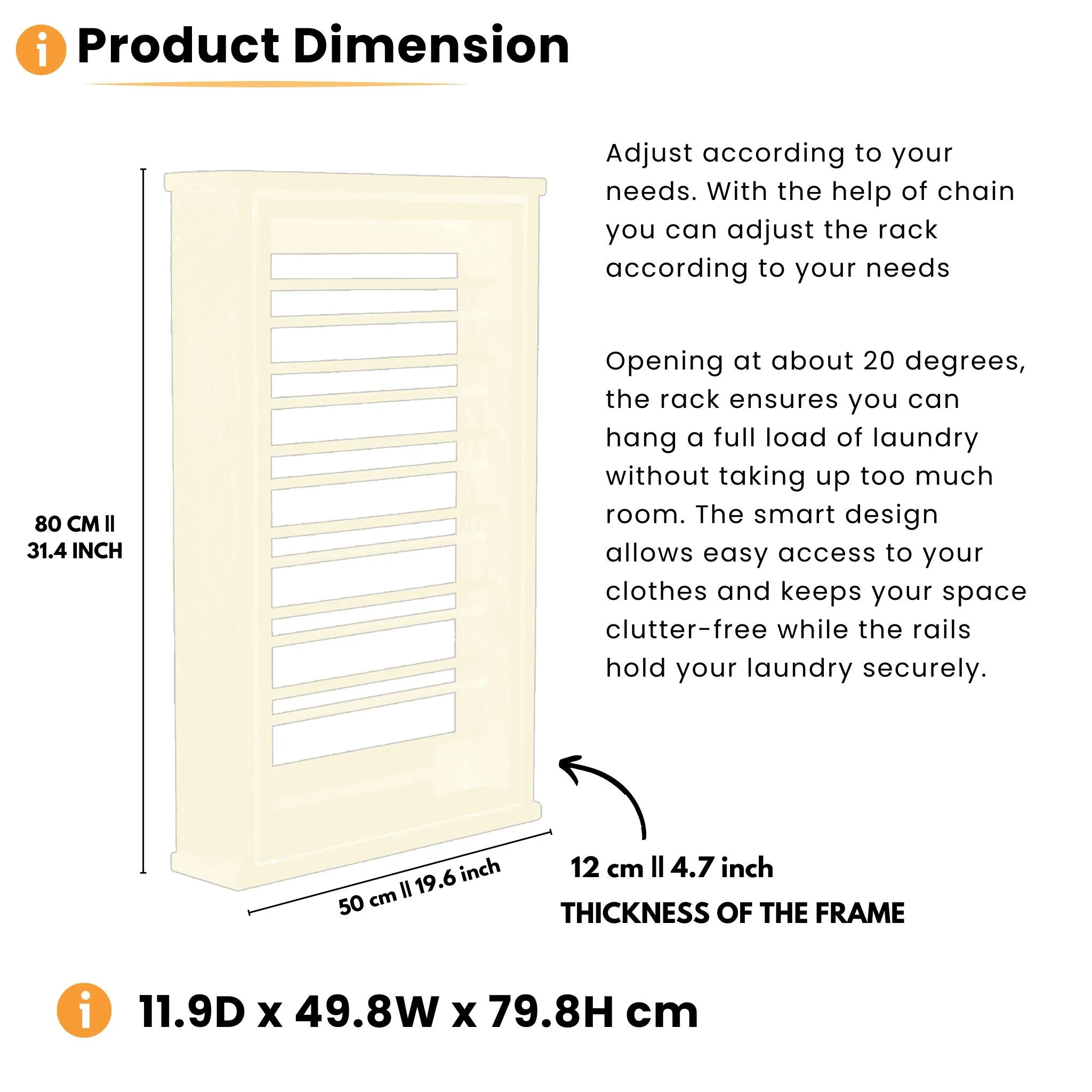 Dimension guide for wood folding wall drying rack