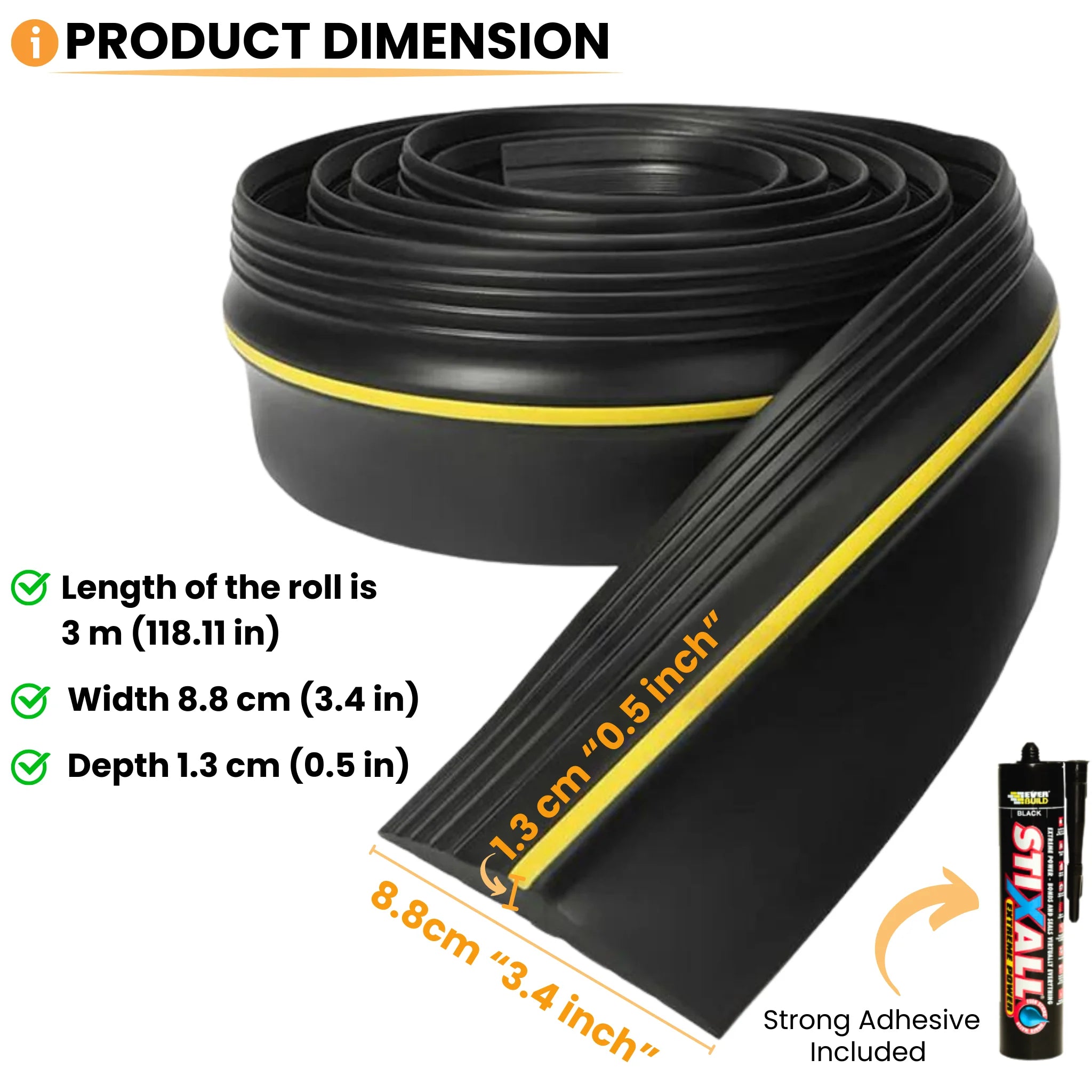 Garage door threshold seal 3m roll with adhesive