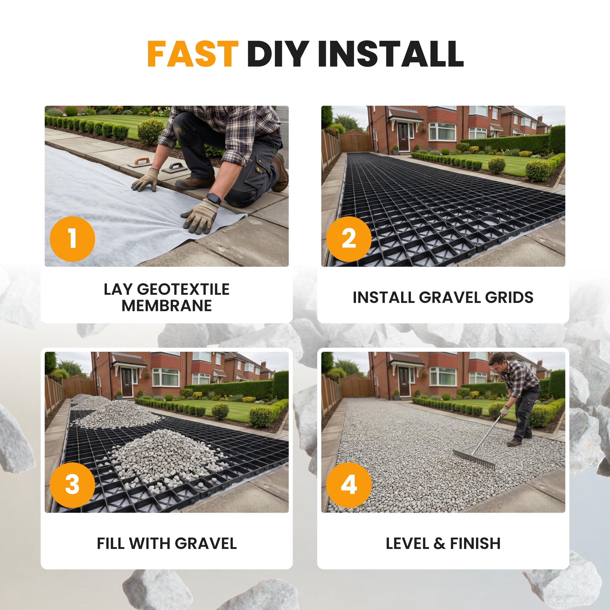 DIY gravel grid driveway installation steps