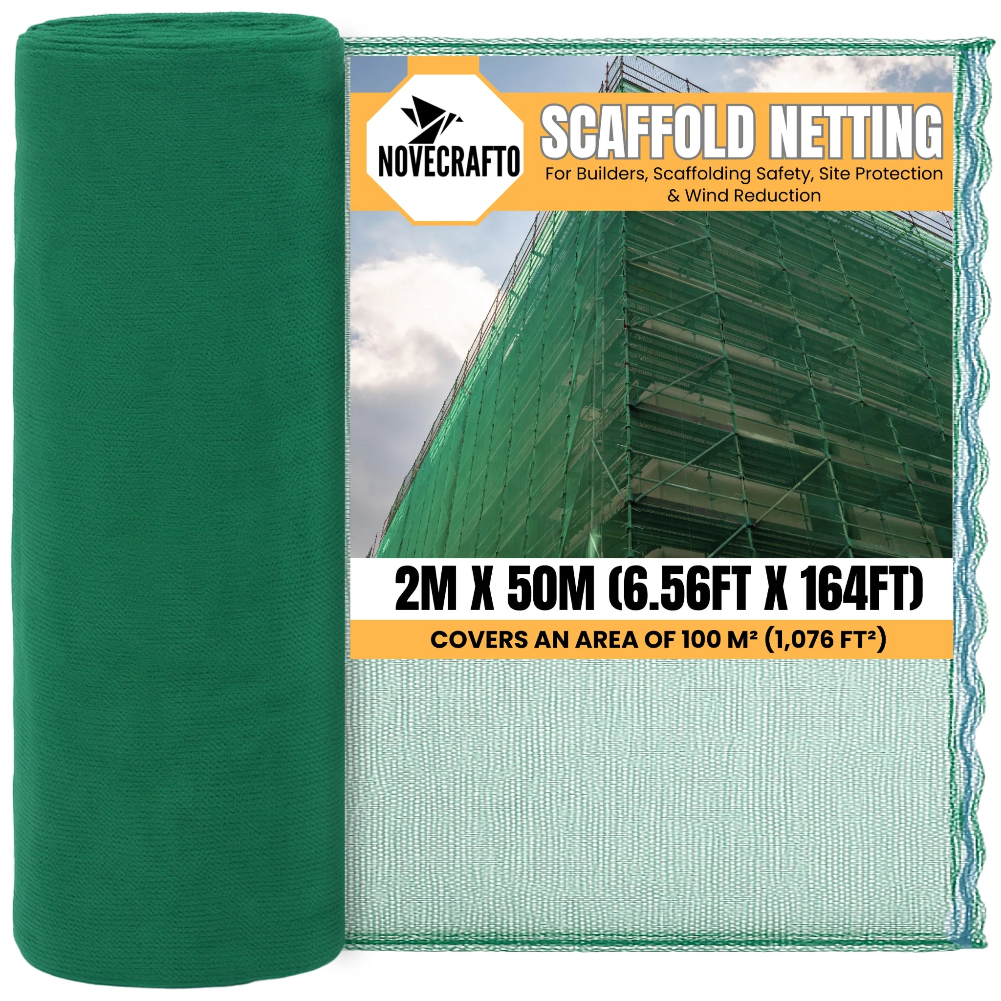 Green scaffold netting roll for site protection