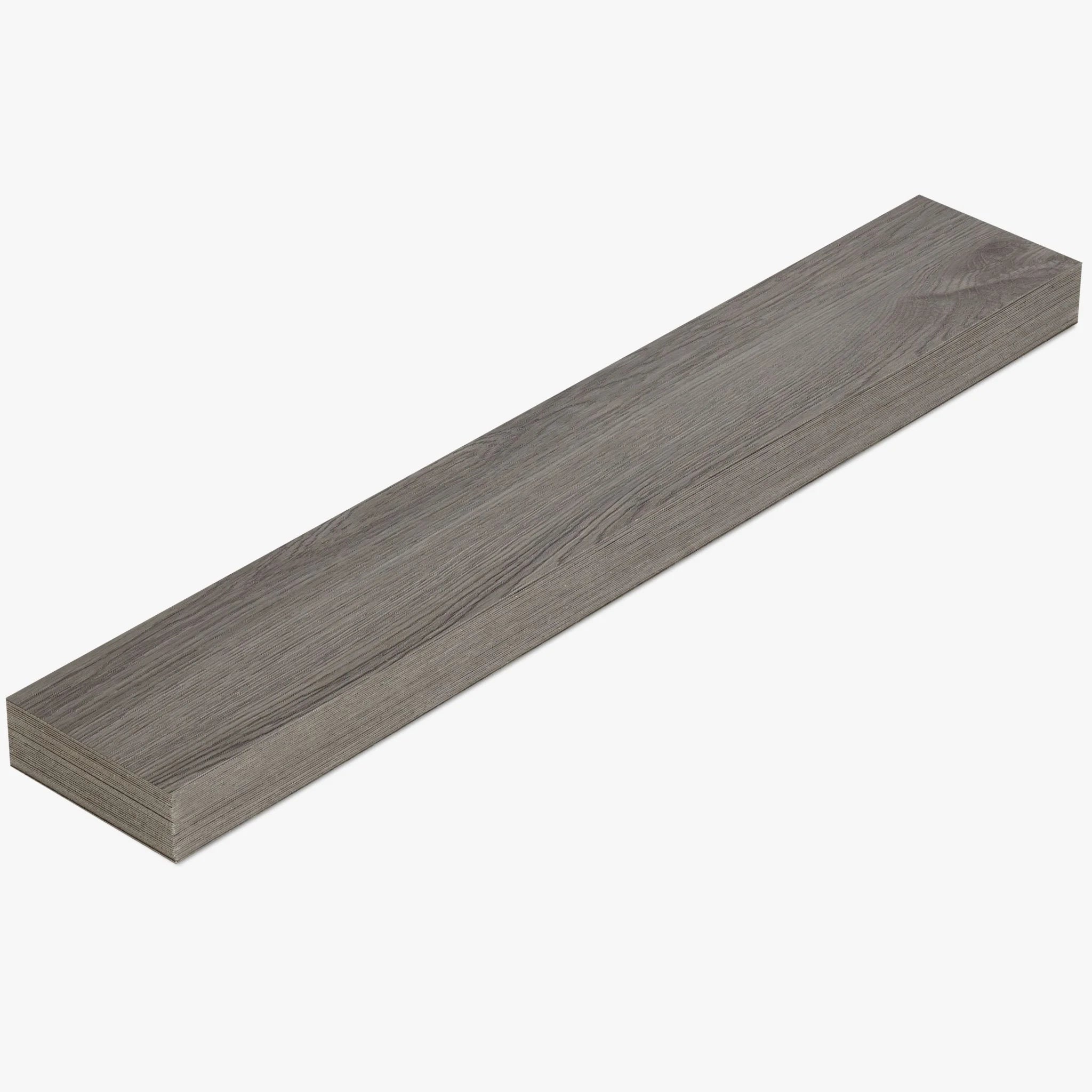 detailed view of dark grey wood-effect vinyl flooring with subtle grain patterns
