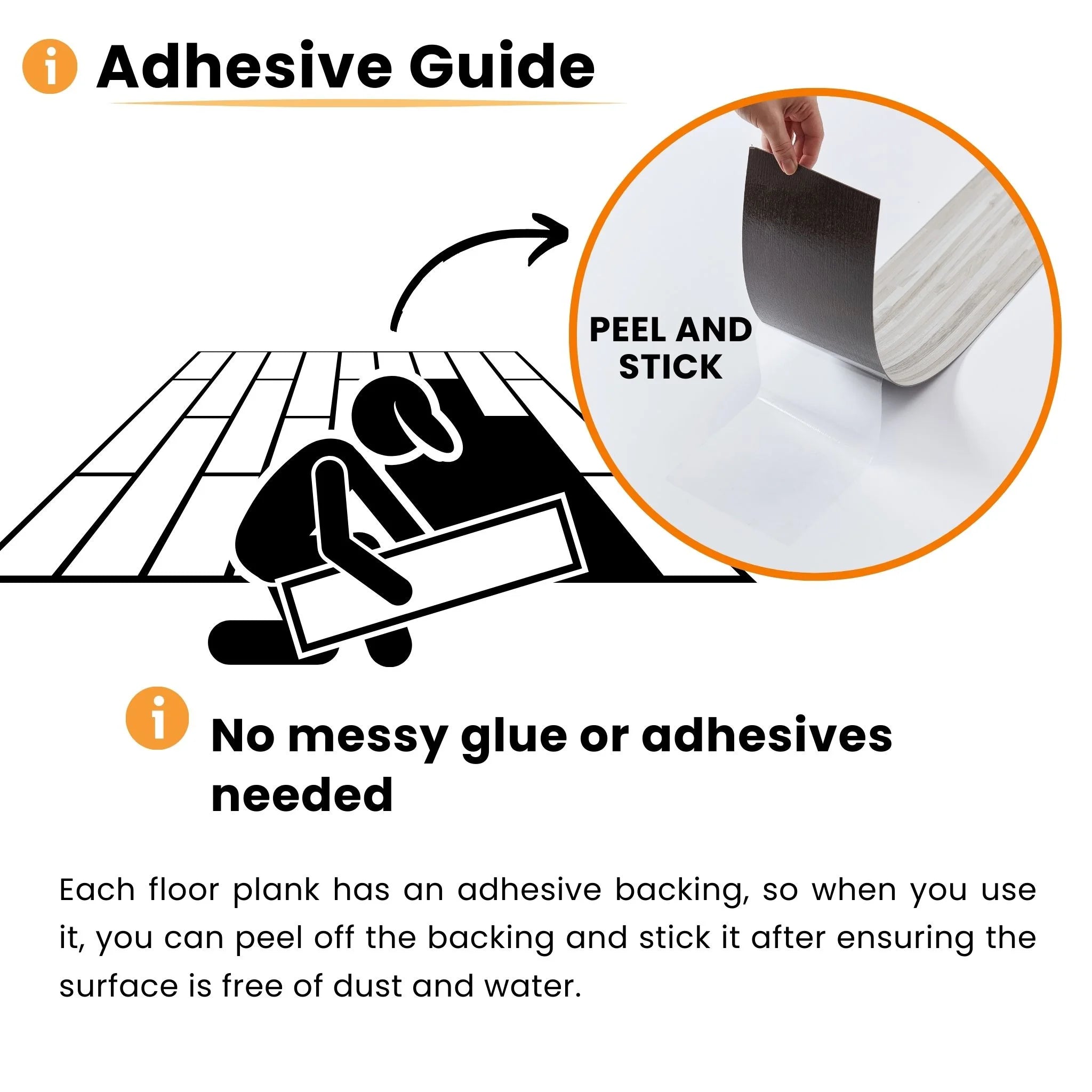 adhesive guide illustration for floor tiles with peel and stick method