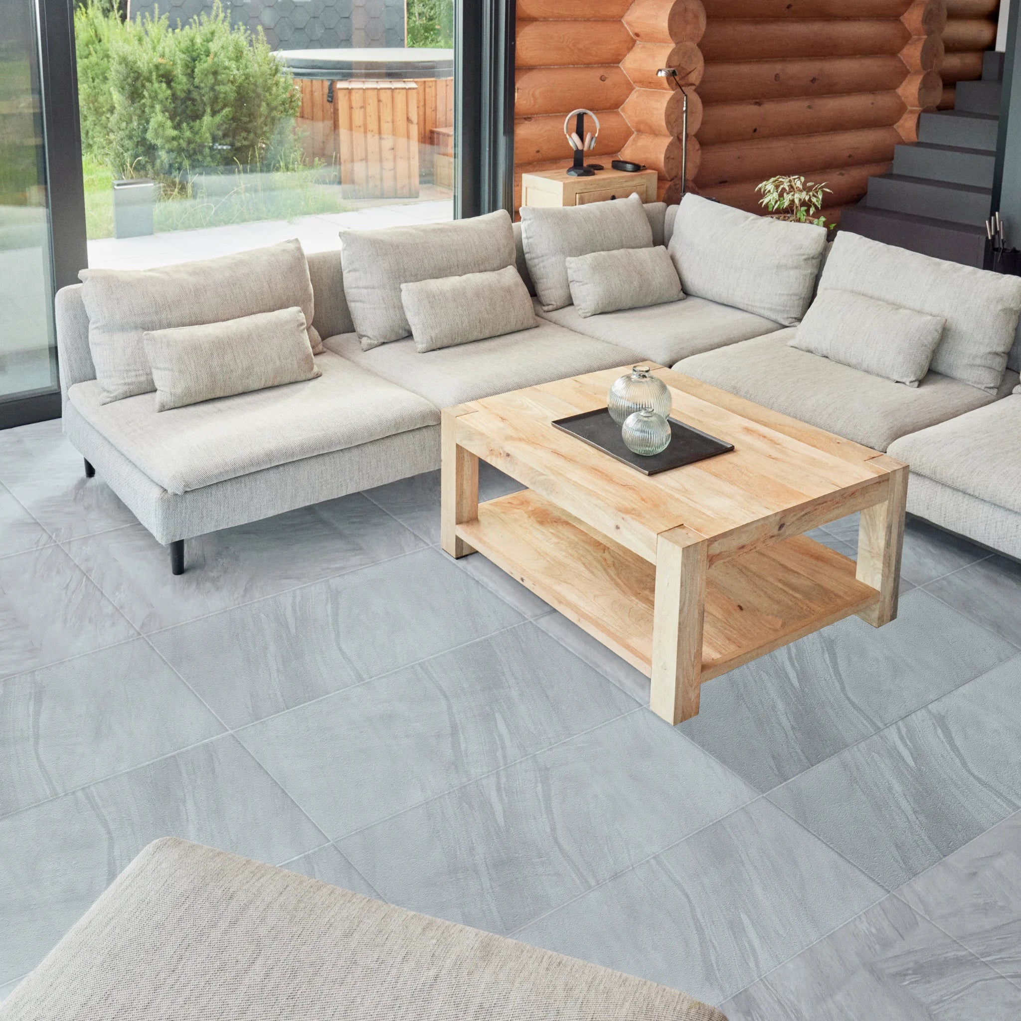 a modern living floor with self-adhesive flooring