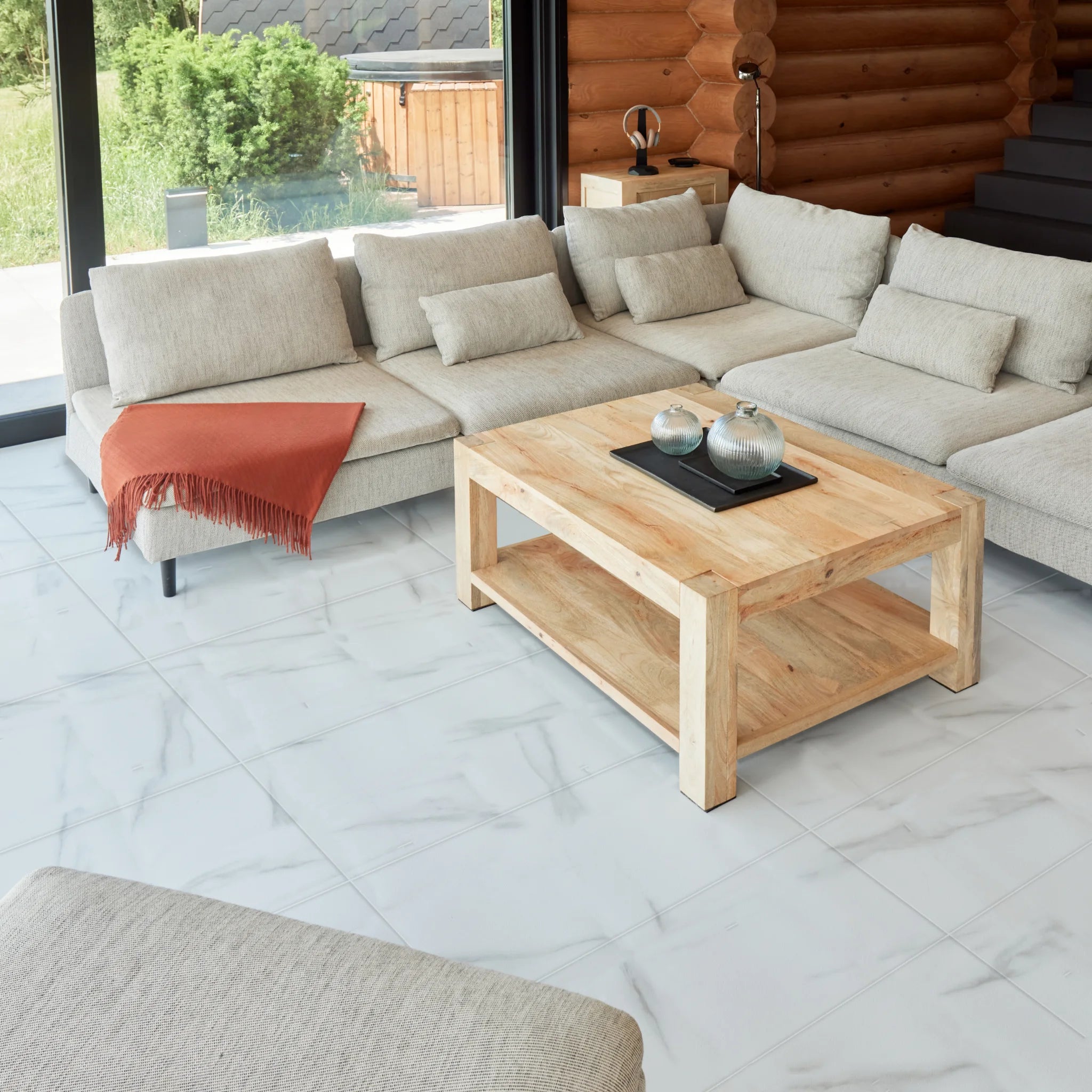 a modern living floor with self-adhesive flooring
