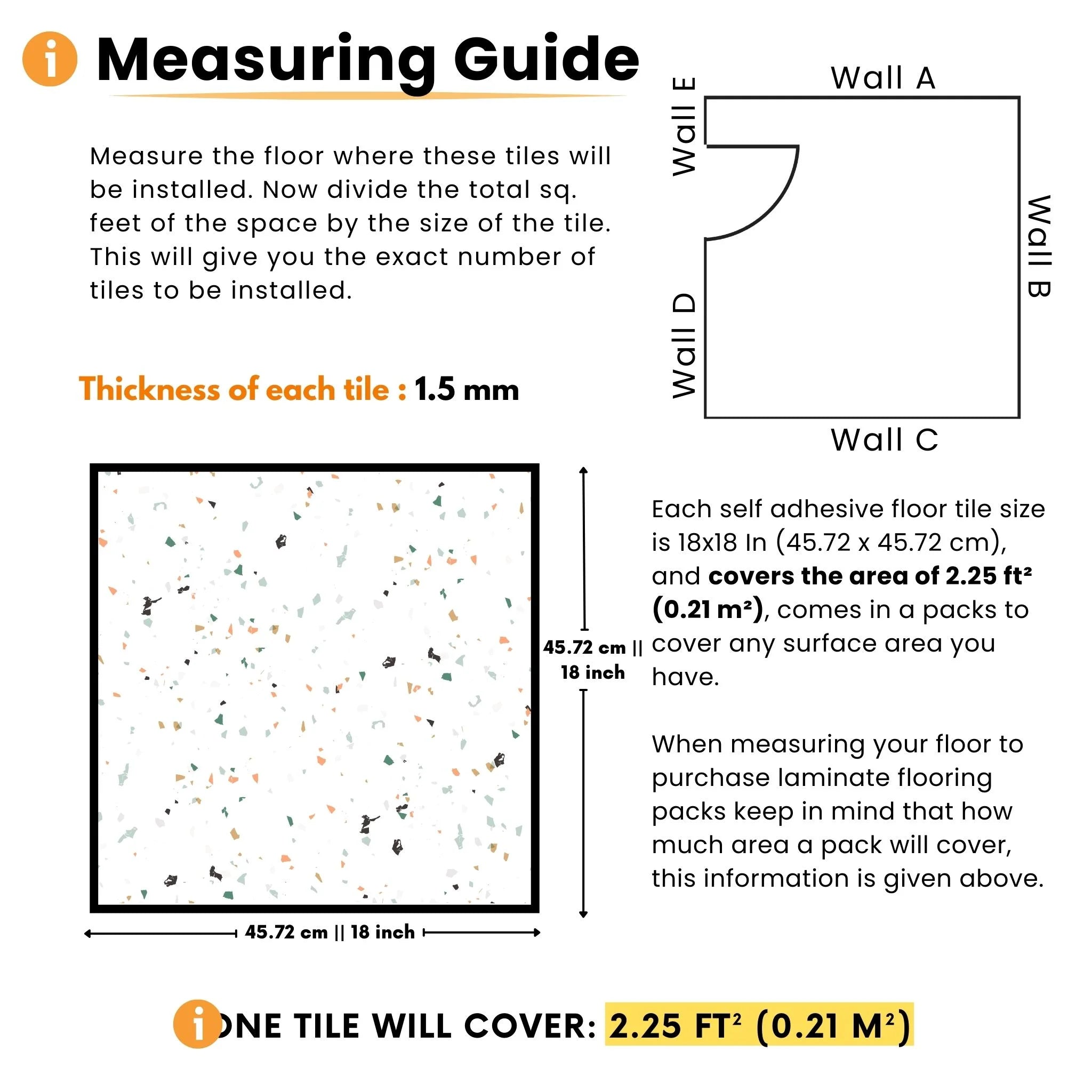 measuring guide for large square terrazzo tiles