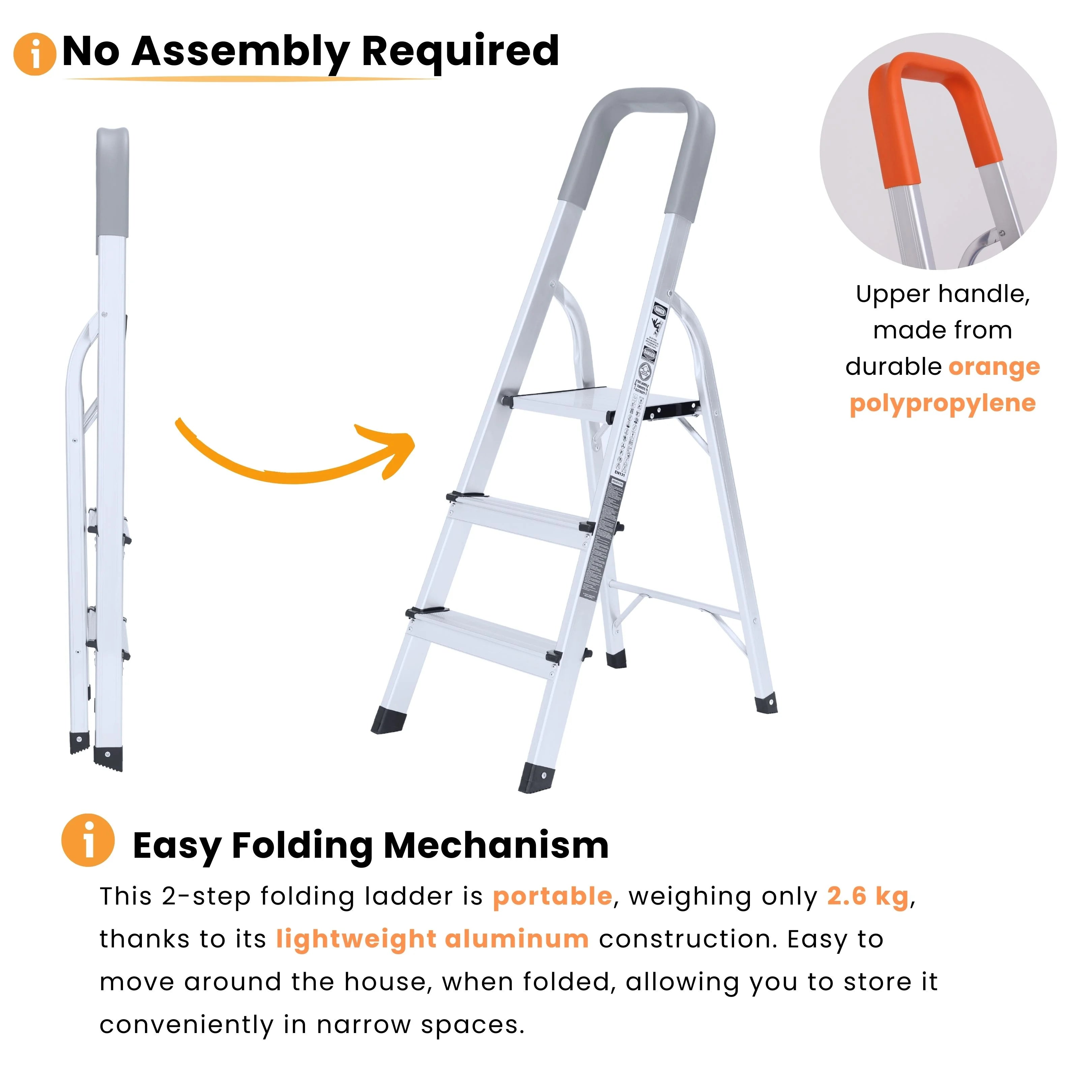 Tall 3 step ladder with handrail no assembly