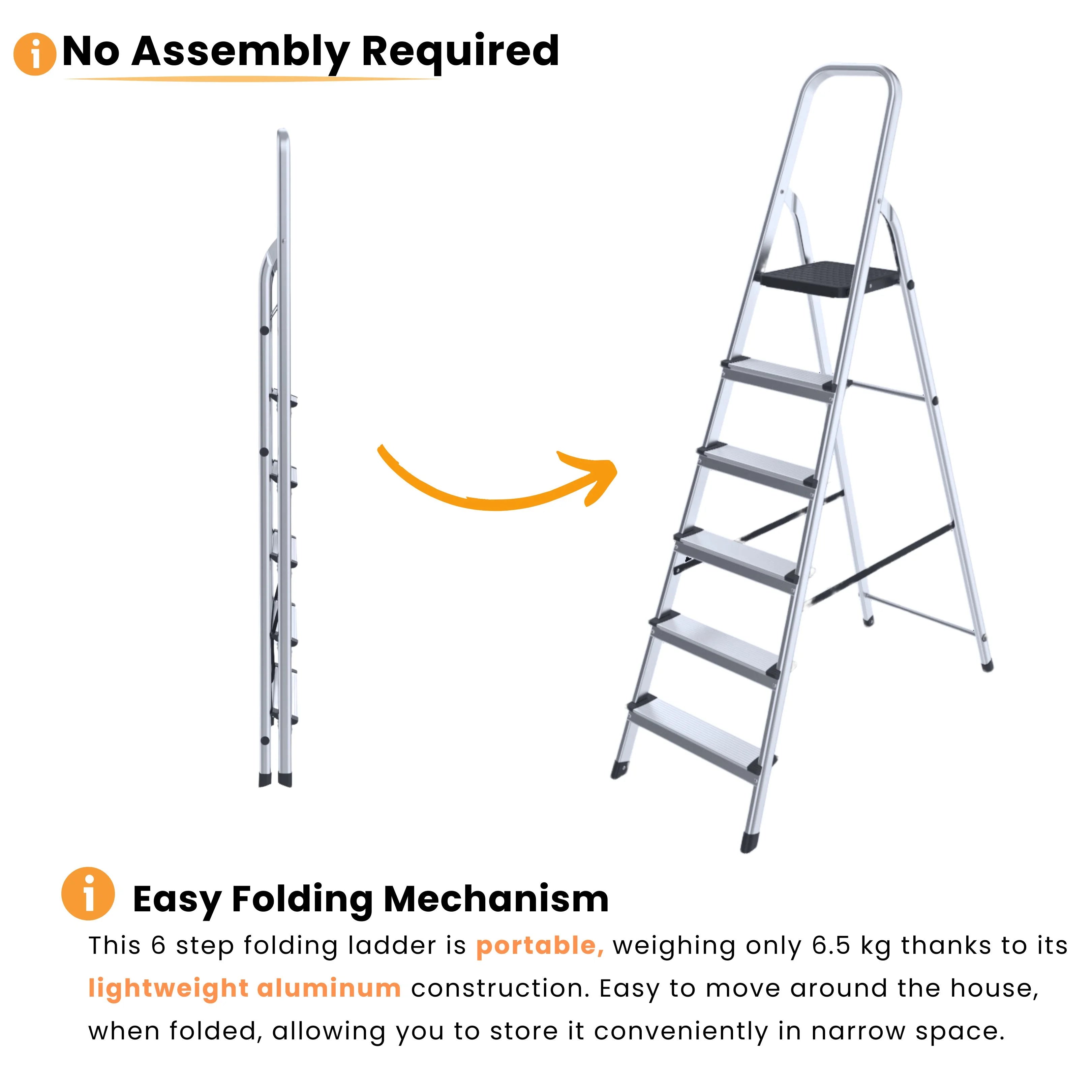 Tall 6 step ladder with handrail no assembly