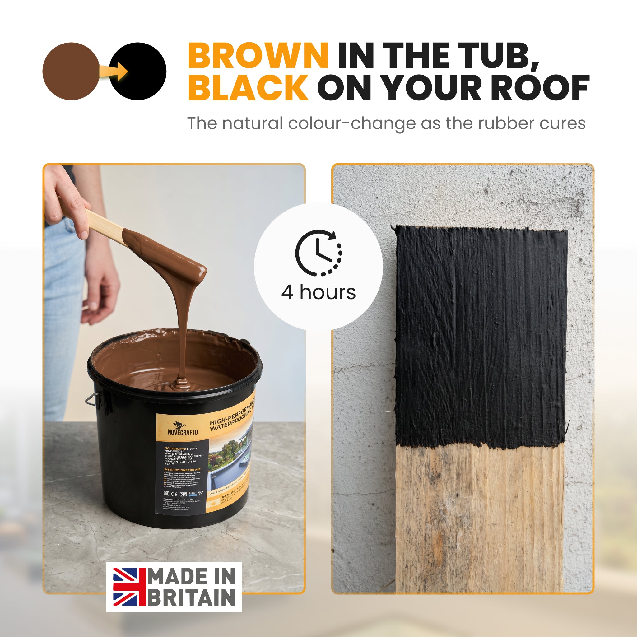 Man brushing rubber coating on flat roof