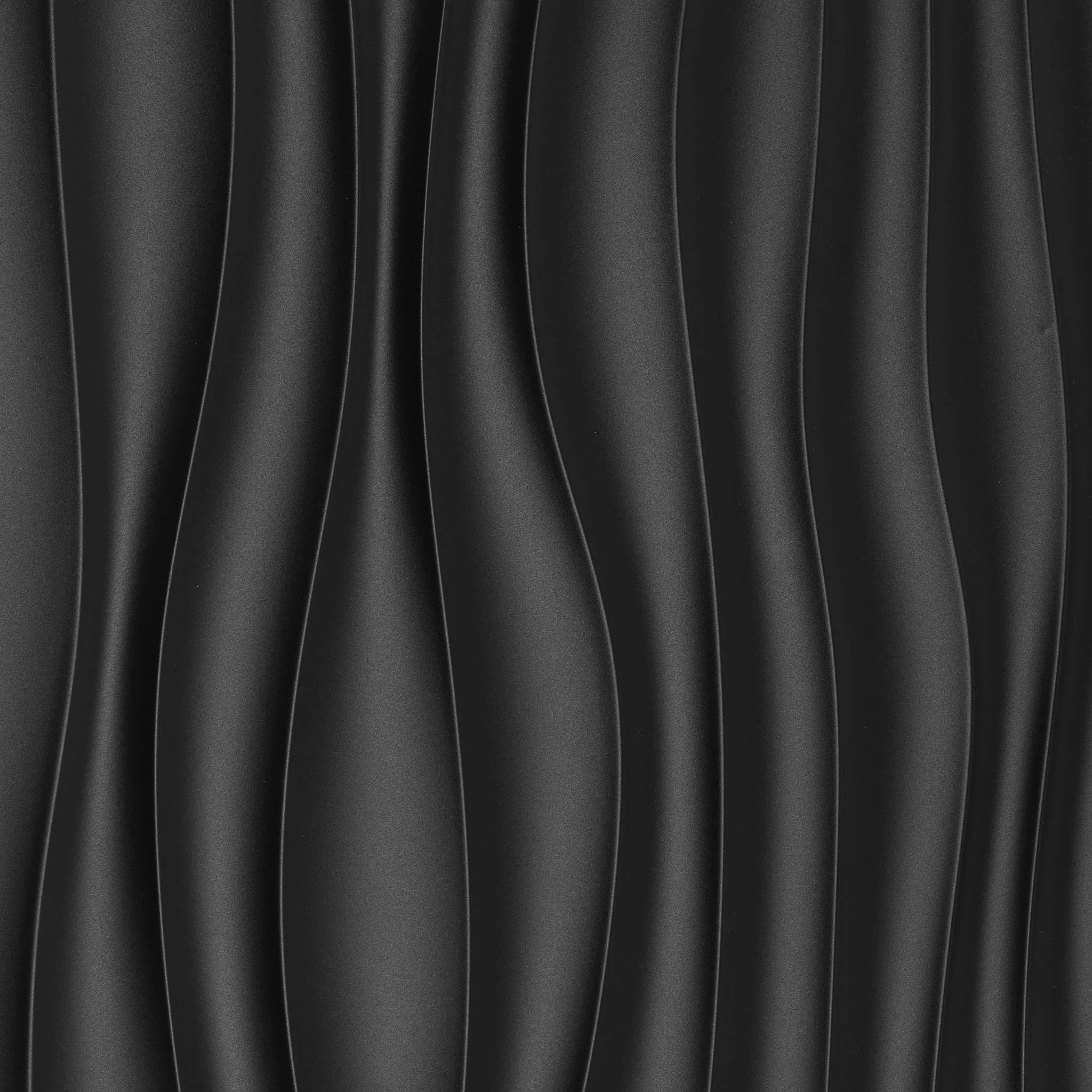 Close-up of black PVC wall panel with wavy pattern