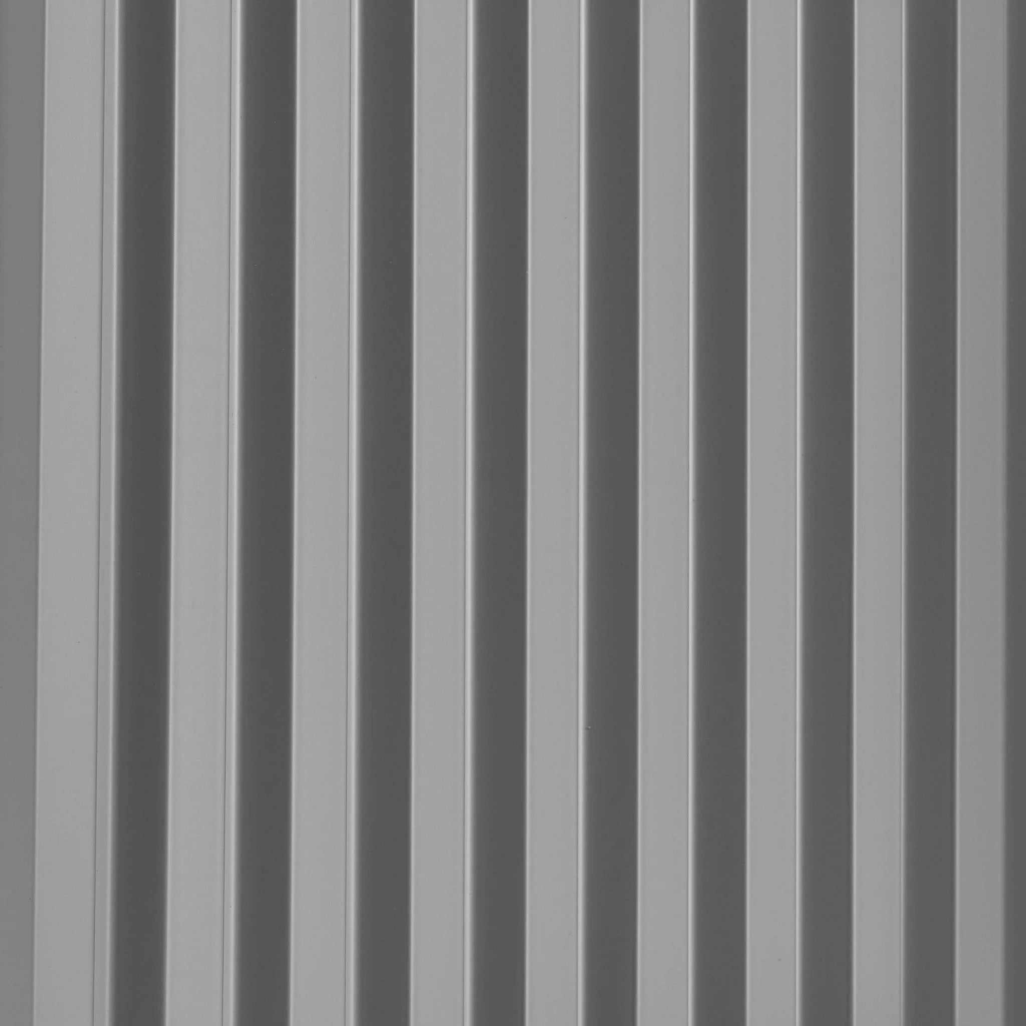 Close-up of grey PVC wall panel with vertical ribbed pattern