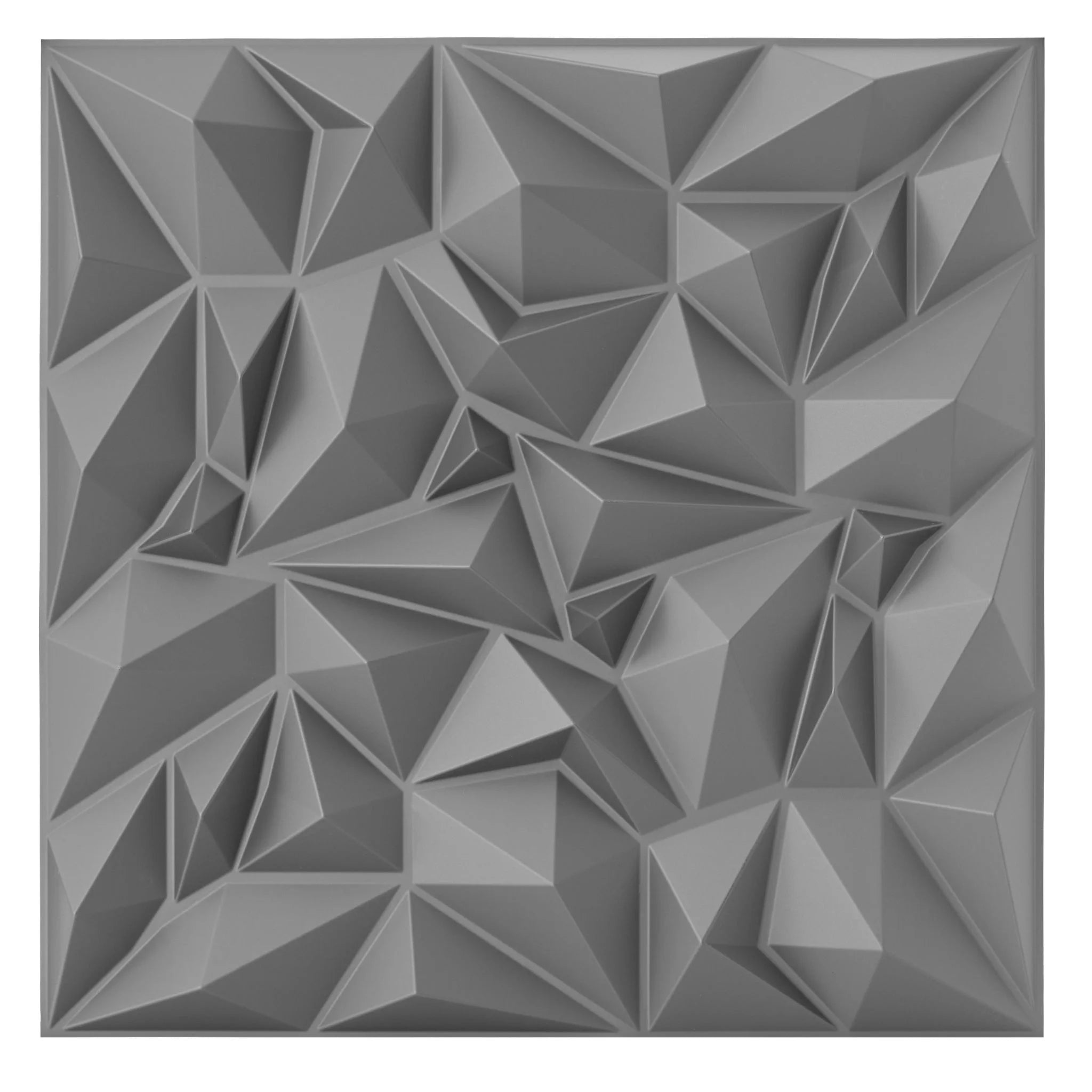 Silver PVC wall panel with geometric patterns, close-up view