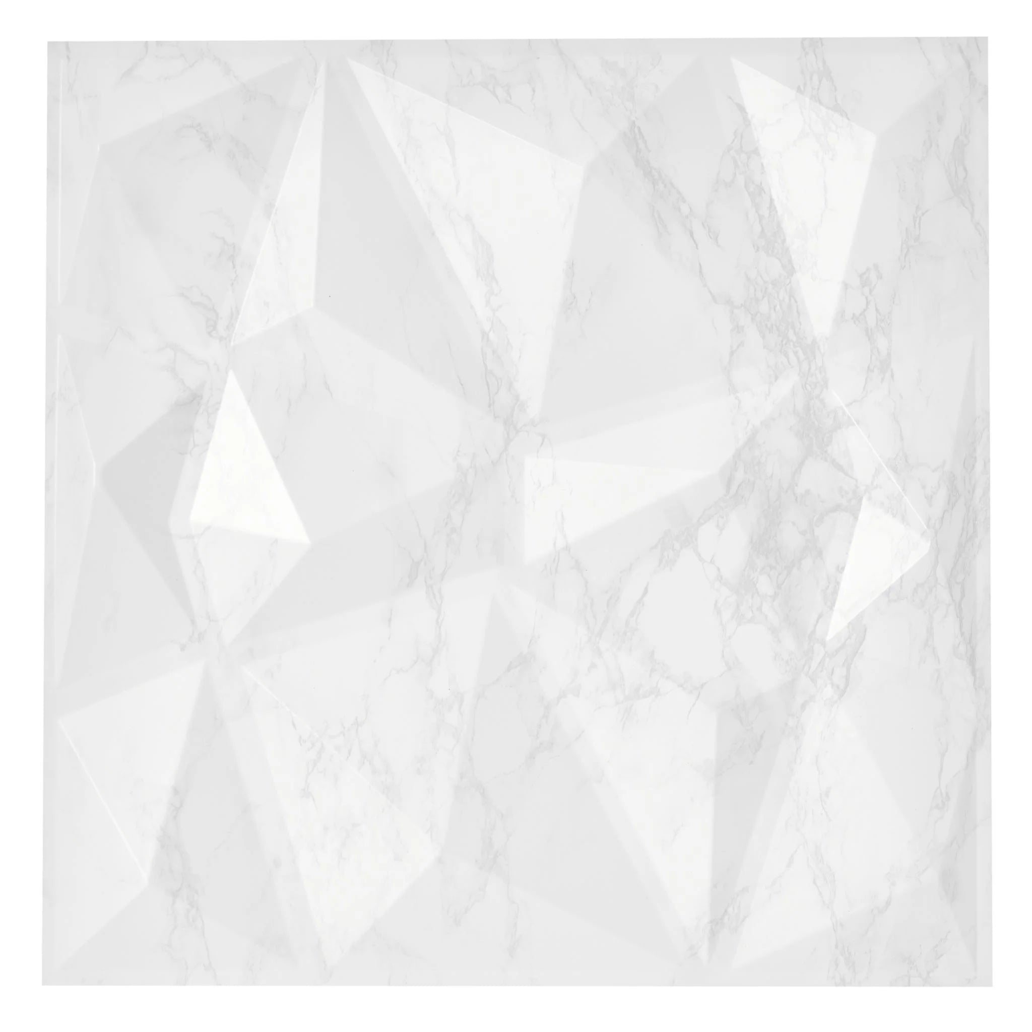 White PVC wall panel with geometric patterns, close-up view