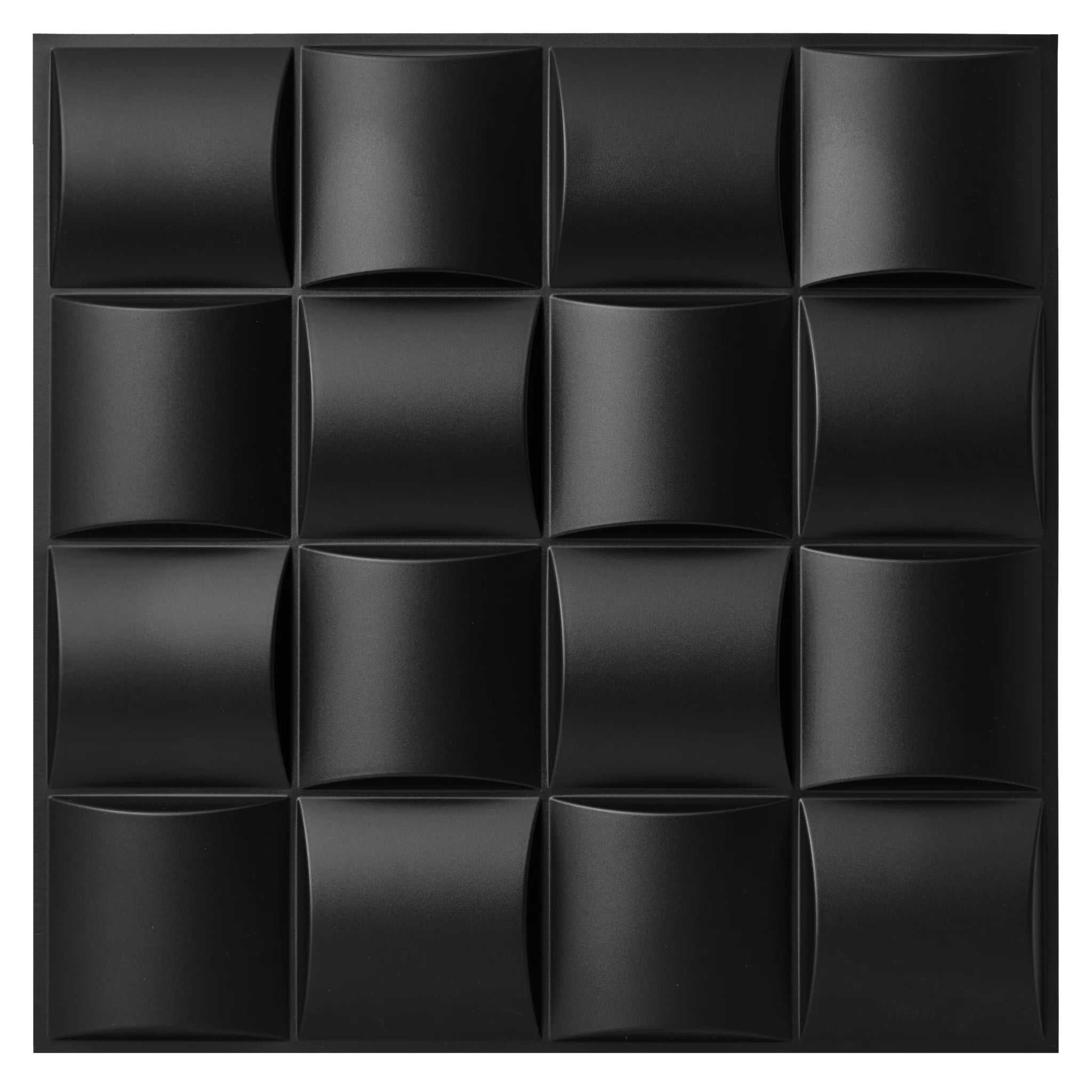 Black PVC wall panel with curved rectangular pattern, 50x50 cm