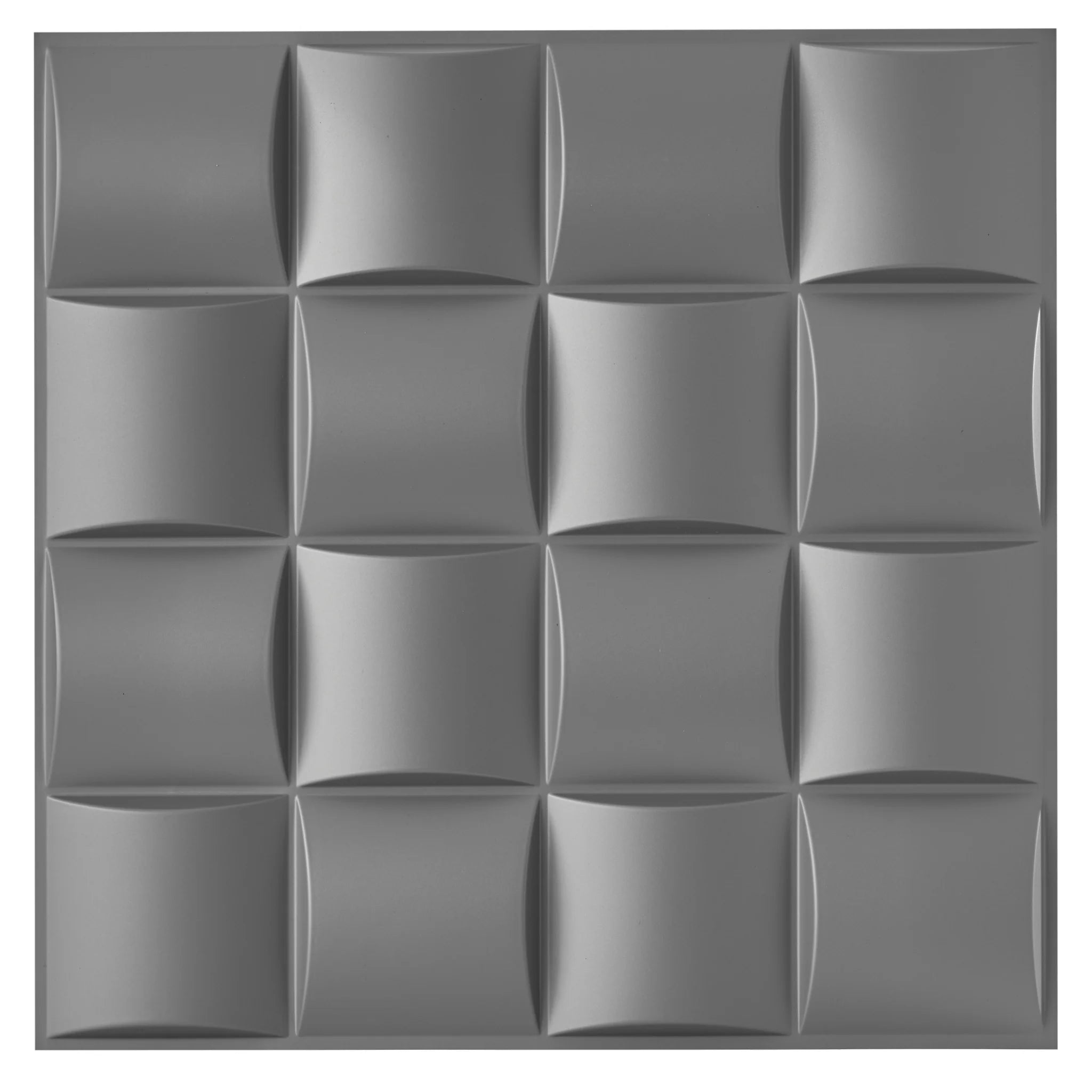 Grey PVC wall panel with curved square pattern, 50x50 cm
