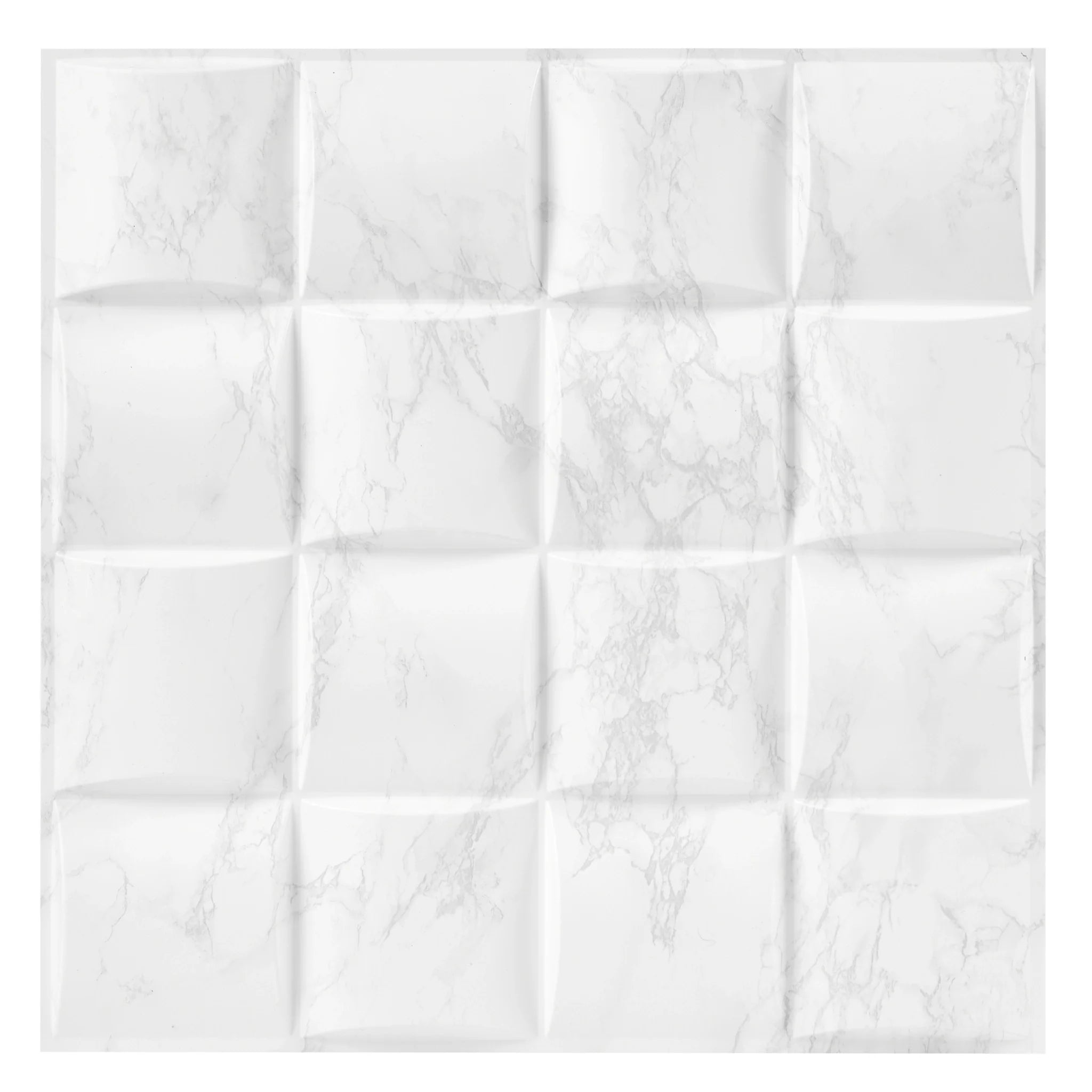 Marble PVC wall panel with curved square pattern, 50x50 cm