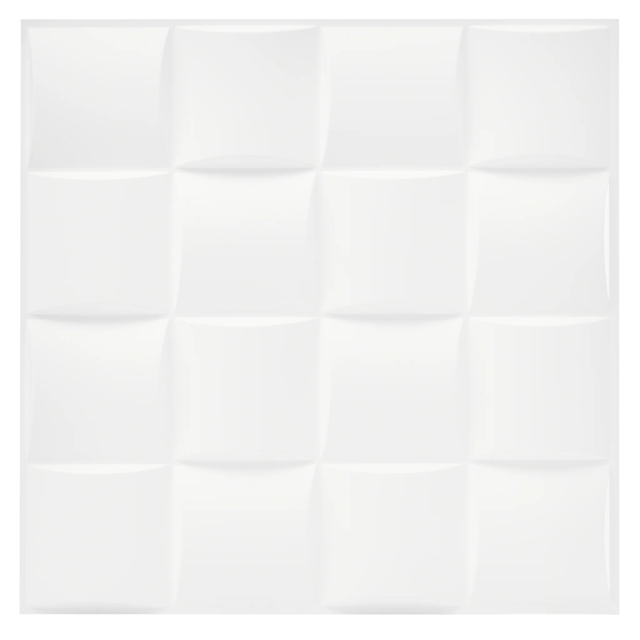 White PVC wall panel with curved square pattern, 50x50 cm