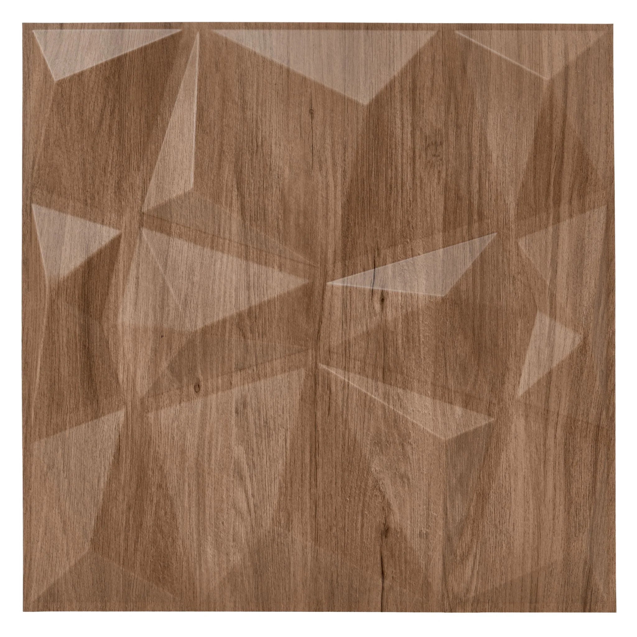 Wooden PVC wall panel with geometric design, 50x50 cm size