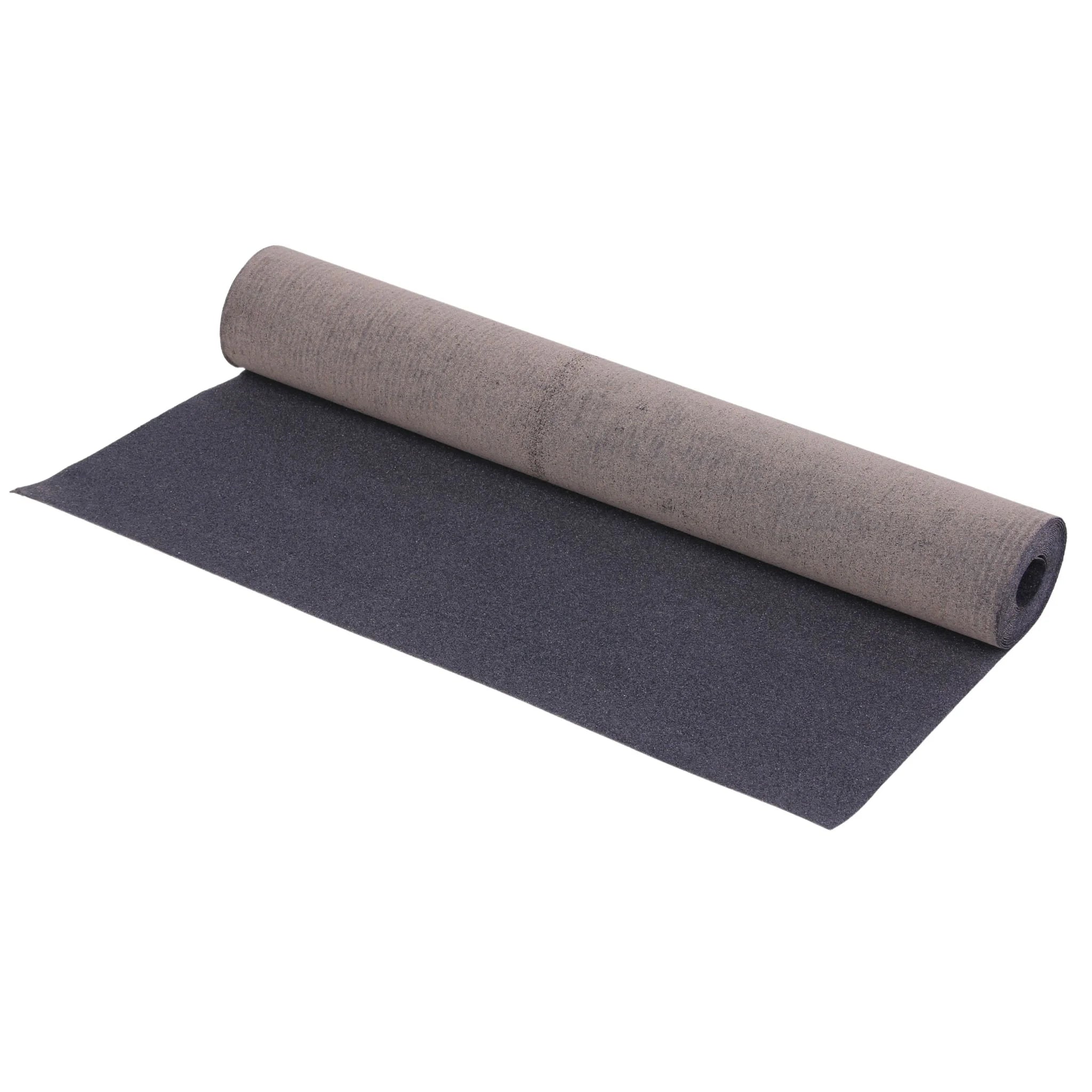 a roll of black roofing felt partially unrolled